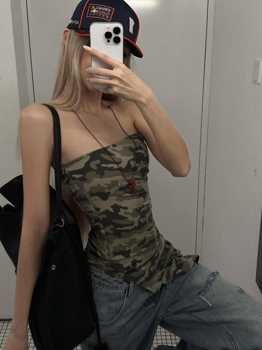 Rase le sol Camouflage Asymmetrical Hem Strapless Outerwear Women's Tube Tops