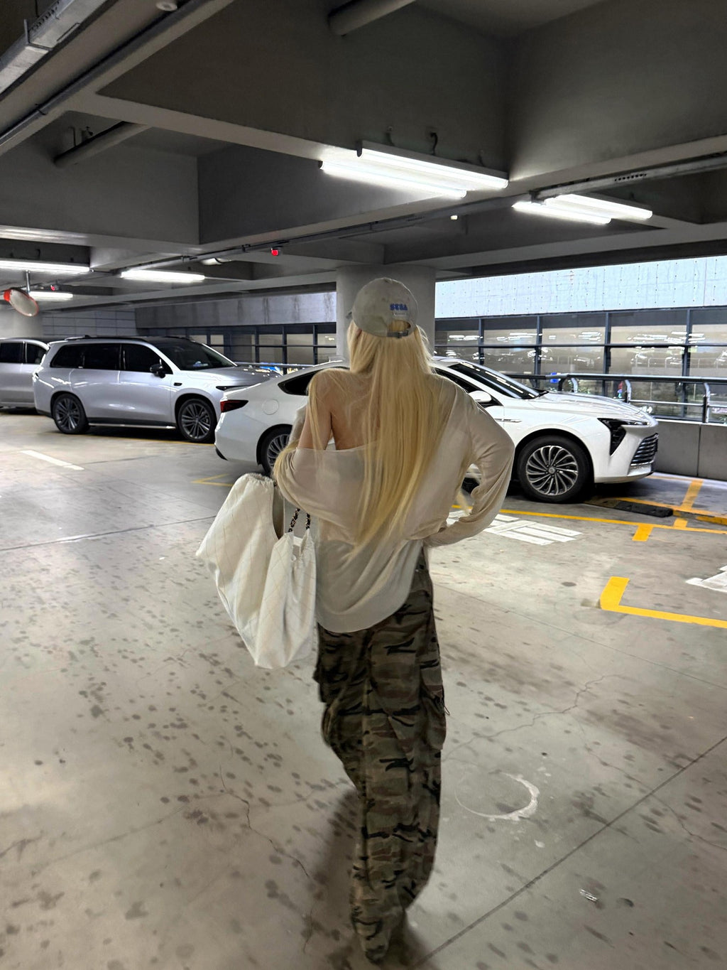 Rase le sol Camouflage Cargo Low Rise Loose Straight Women's Wide-leg Pants