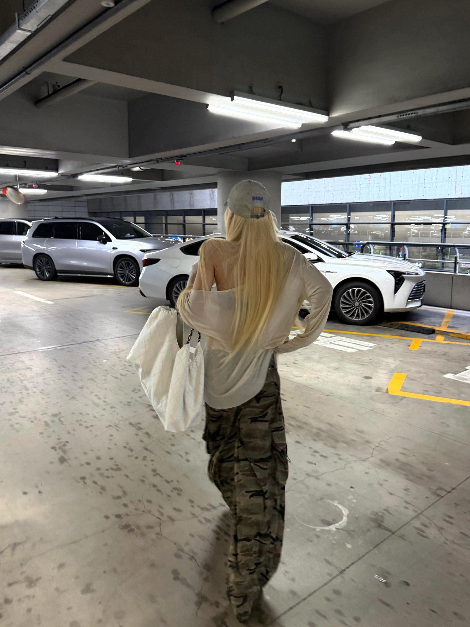 Rase le sol Camouflage Cargo Low Rise Loose Straight Women's Wide-leg Pants