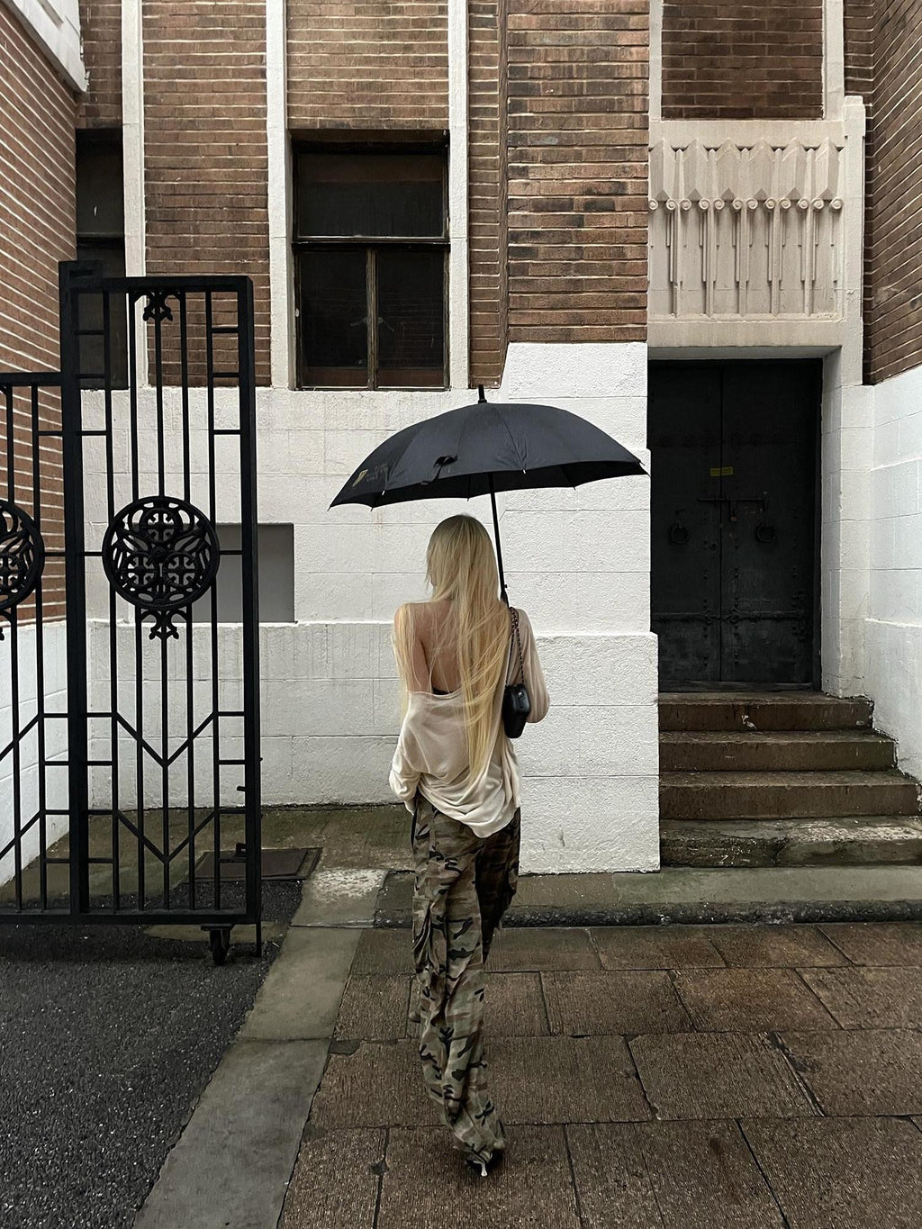 Rase le sol Camouflage Cargo Low Rise Loose Straight Women's Wide-leg Pants