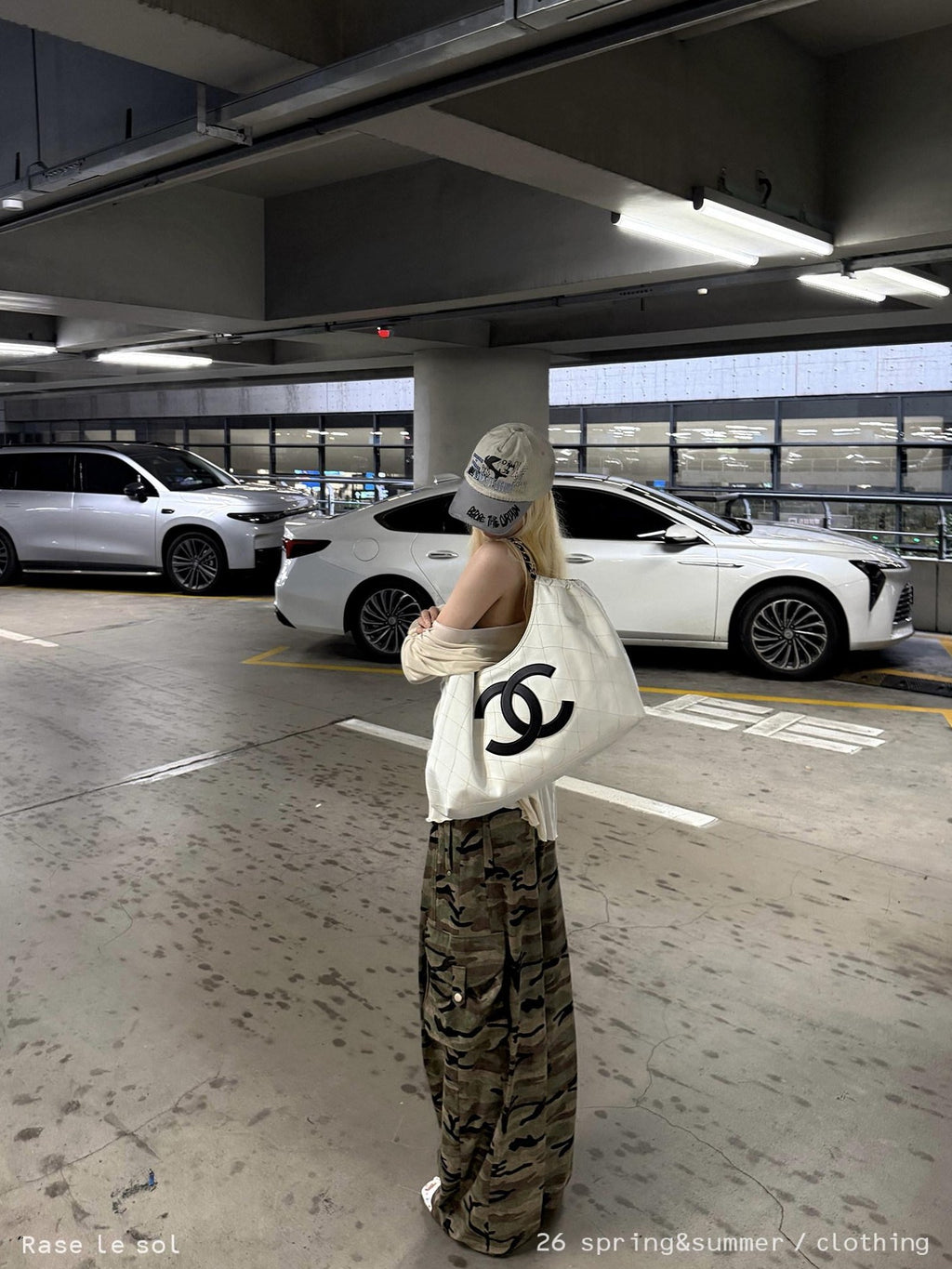 Rase le sol Camouflage Cargo Low Rise Loose Straight Women's Wide-leg Pants