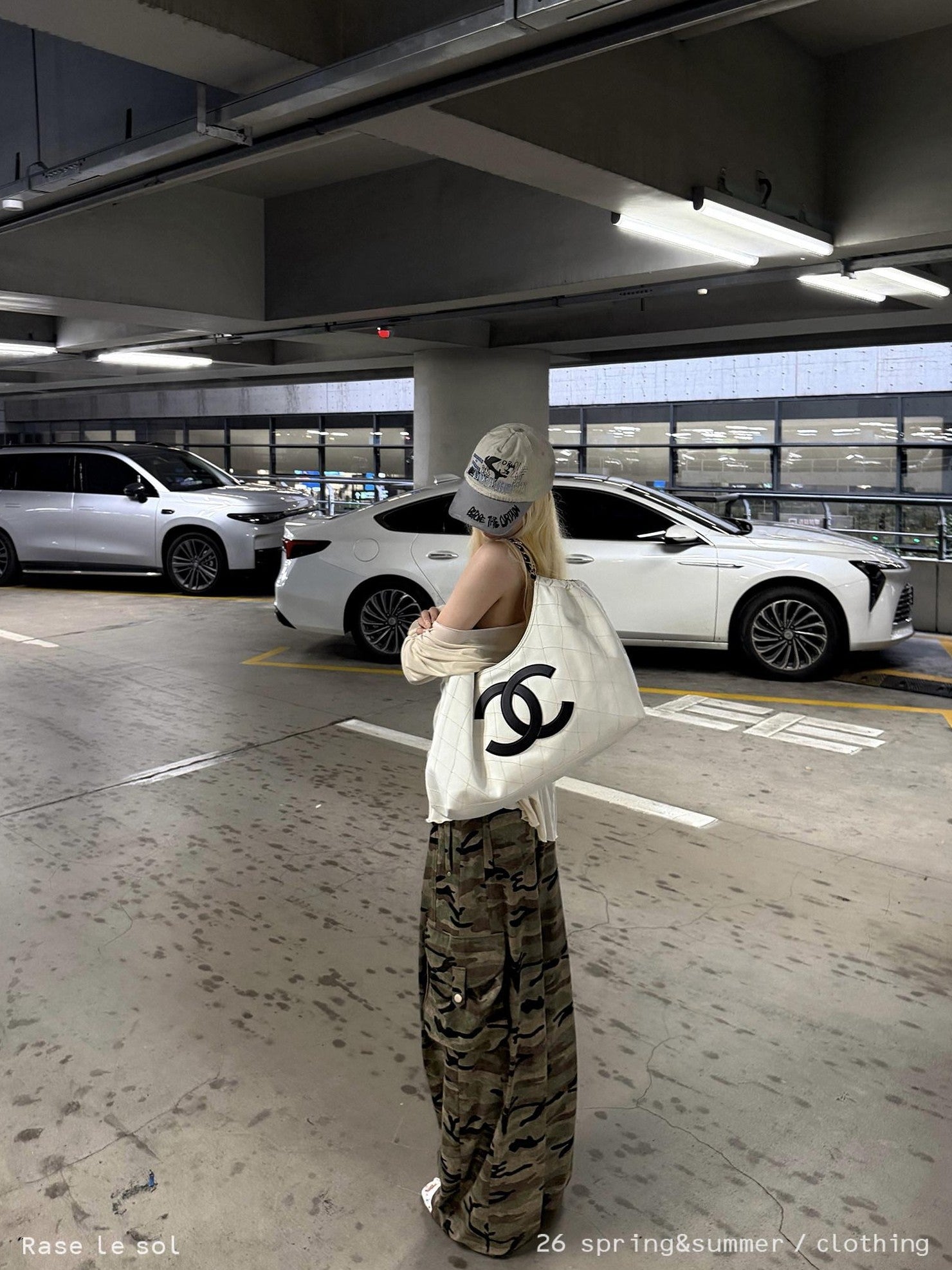 Rase le sol Camouflage Cargo Low Rise Loose Straight Women's Wide-leg Pants