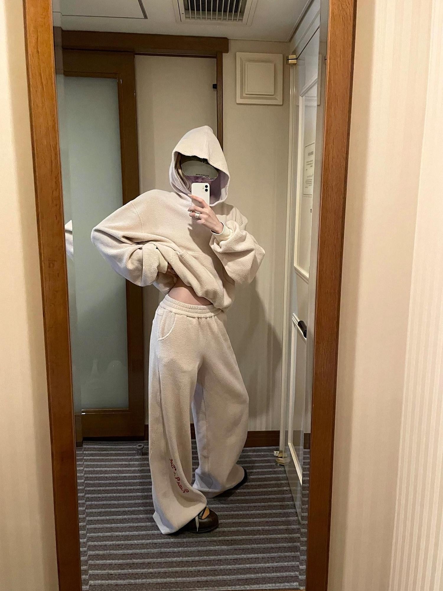 Rase le sol Casual Hooded Oversized Relaxed Fit Women's Fleece Tracksuit Sets