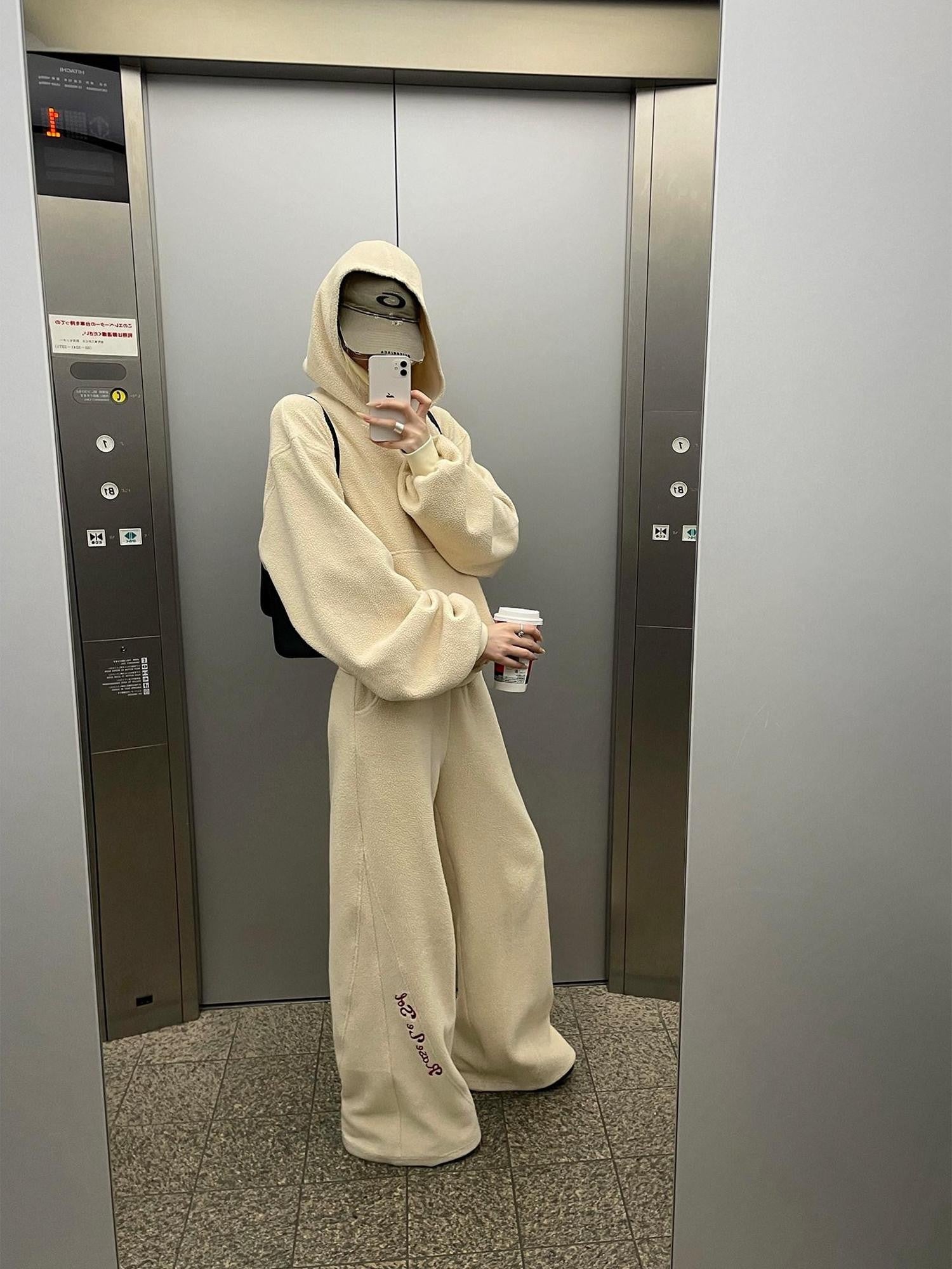 Rase le sol Casual Hooded Oversized Relaxed Fit Women's Fleece Tracksuit Sets