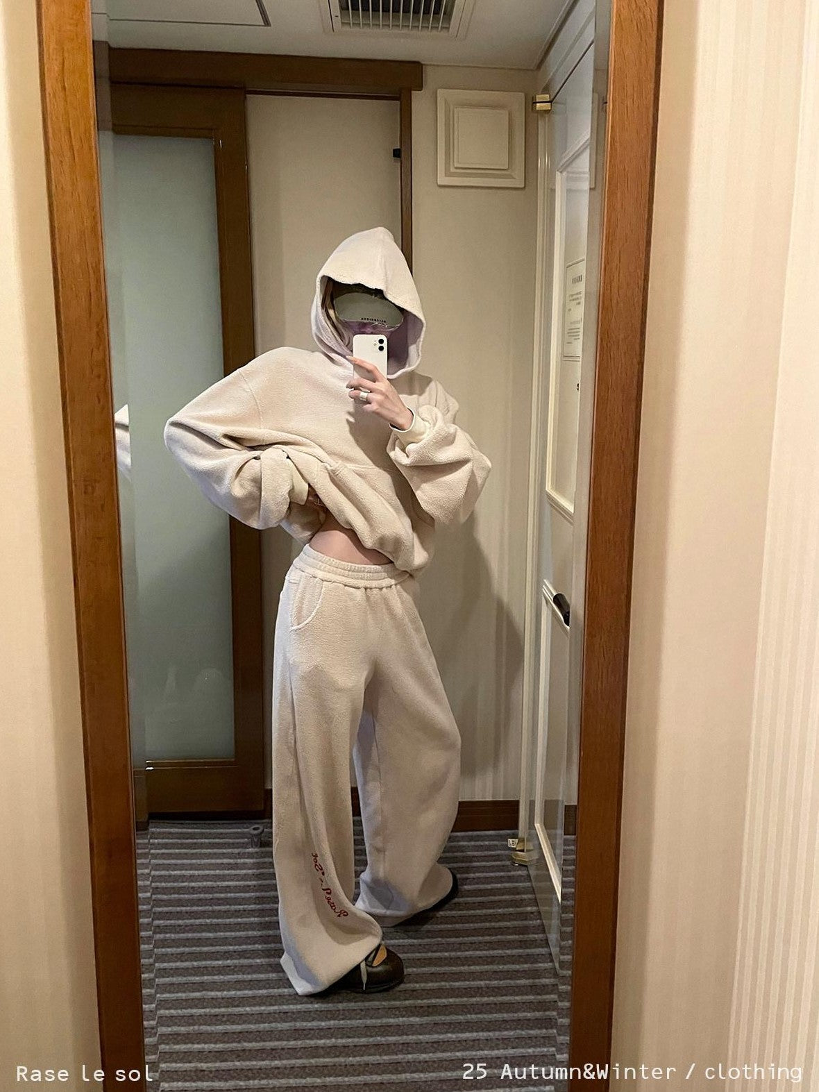 Rase le sol Casual Hooded Oversized Relaxed Fit Women's Fleece Tracksuit Sets