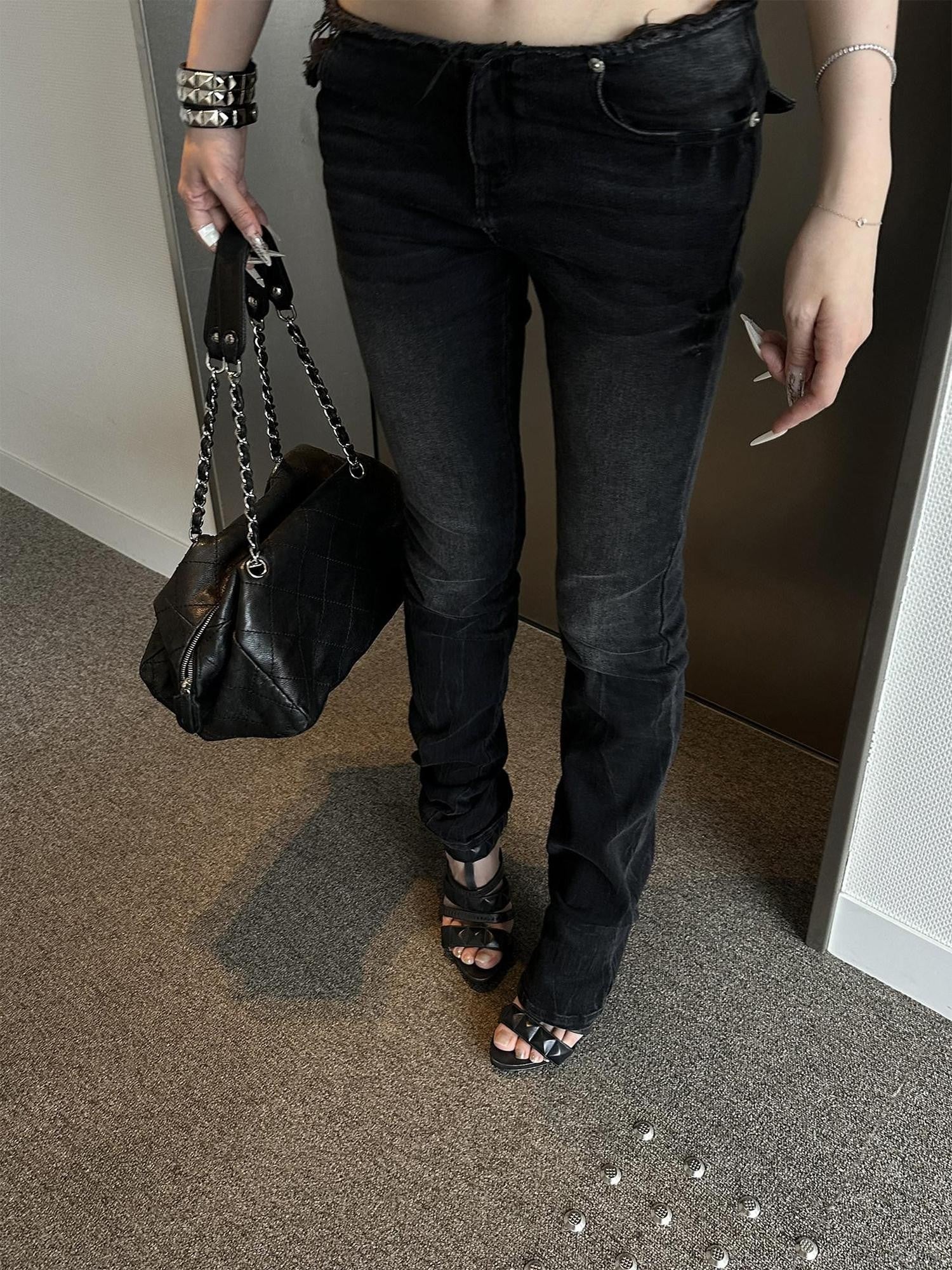 Rase le sol Charcoal Black Grey Washed Pencil Women's Denim Skinny Jeans
