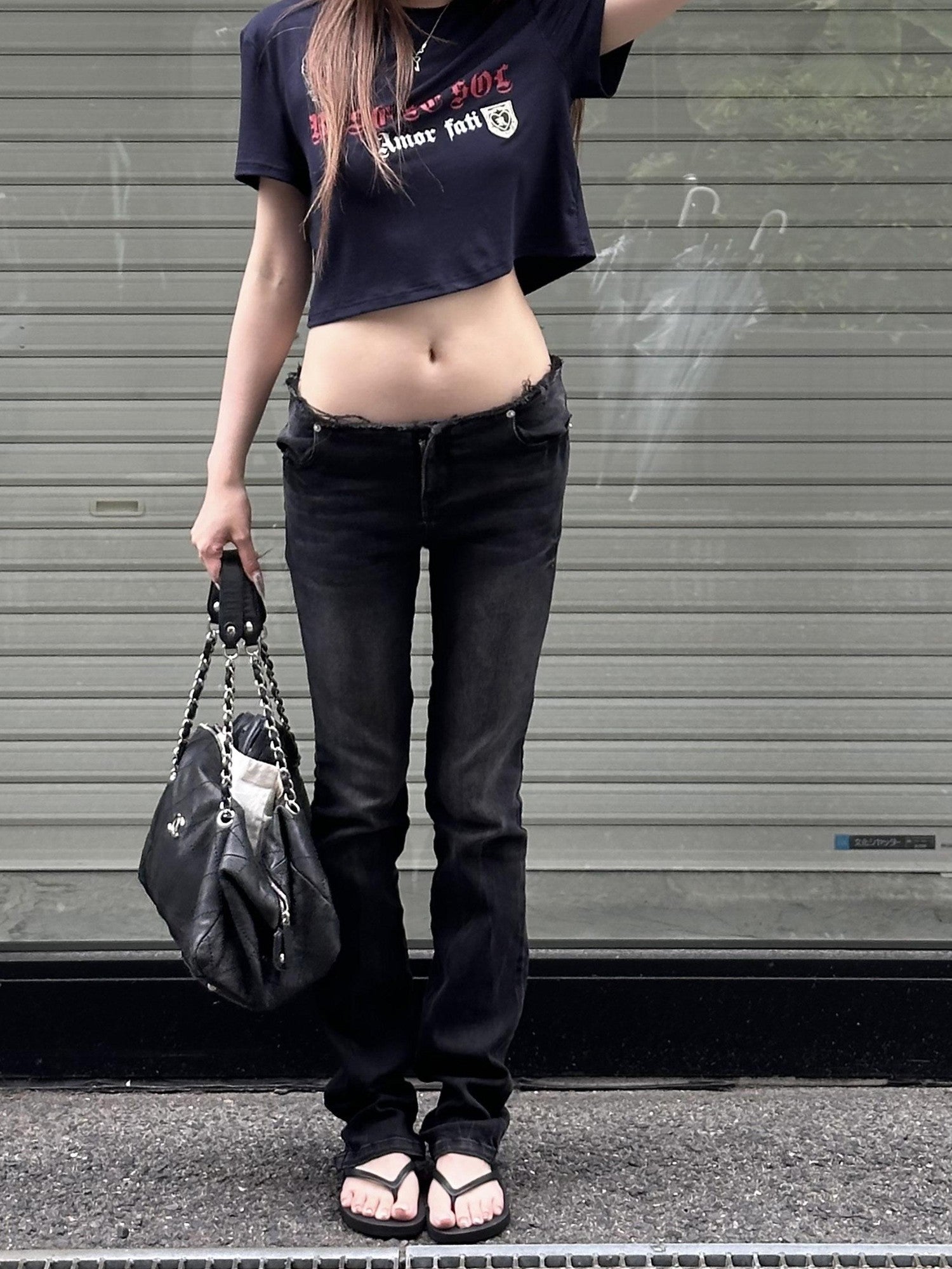 Rase le sol Charcoal Black Grey Washed Pencil Women's Denim Skinny Jeans