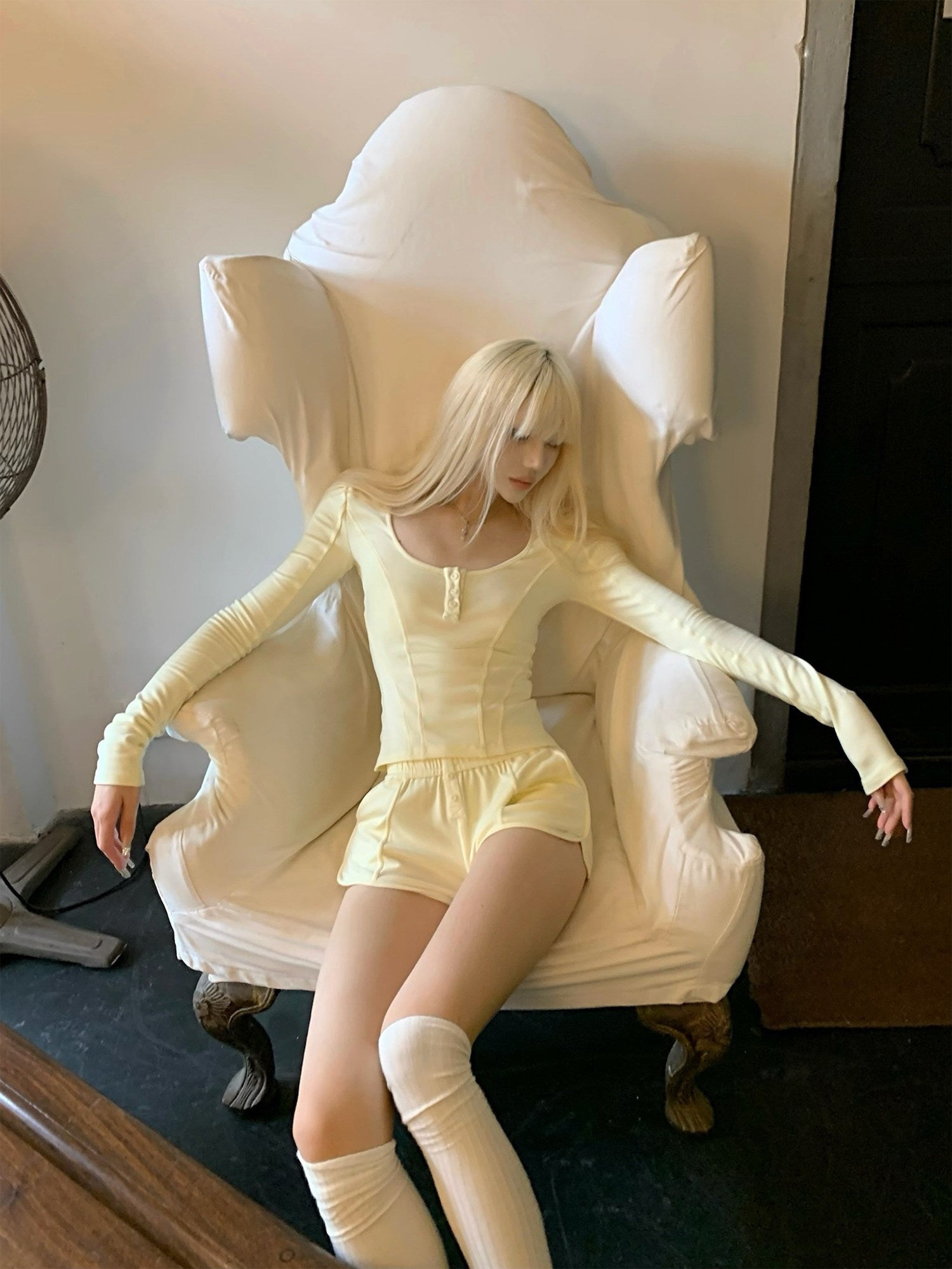 Rase_le_sol_Cheese_Yellow_Long_Sleeve_T_Shirt_Hot_Girl_Women's_Casual_Top_&_Shorts_Sets_882182711525_MISSTT