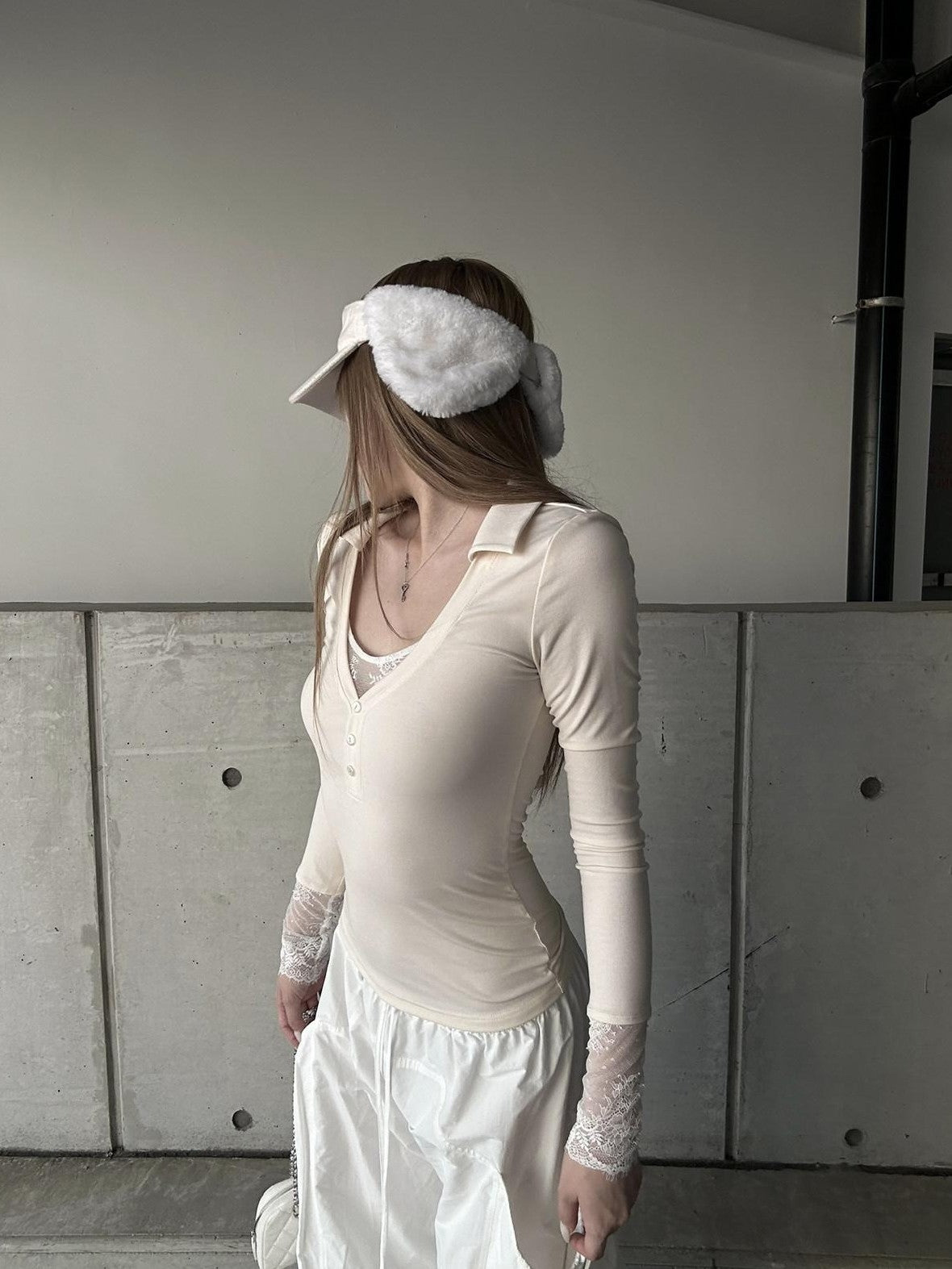 Rase le sol Cloud Dream Catcher Lace Panel Slim Fit Women's Long Sleeve T-shirts