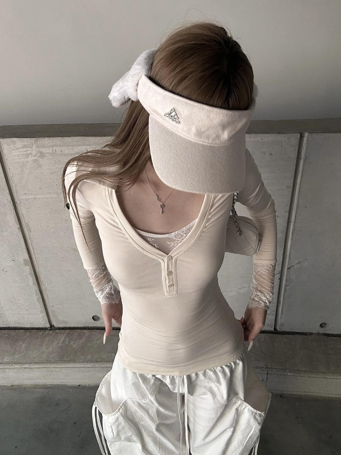 Rase le sol Cloud Dream Catcher Lace Panel Slim Fit Women's Long Sleeve T-shirts