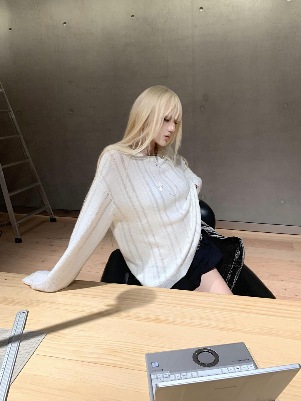 Rase le sol Cloud Dreaming Openwork Distressed Loose Women's Knit Pullover Sweaters