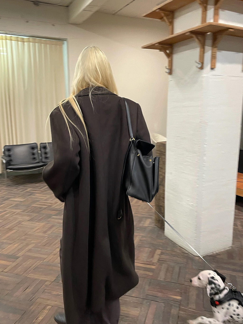 Rase le sol Coffee Brown Notched Lapel Oversized Women's Wool Long Coats