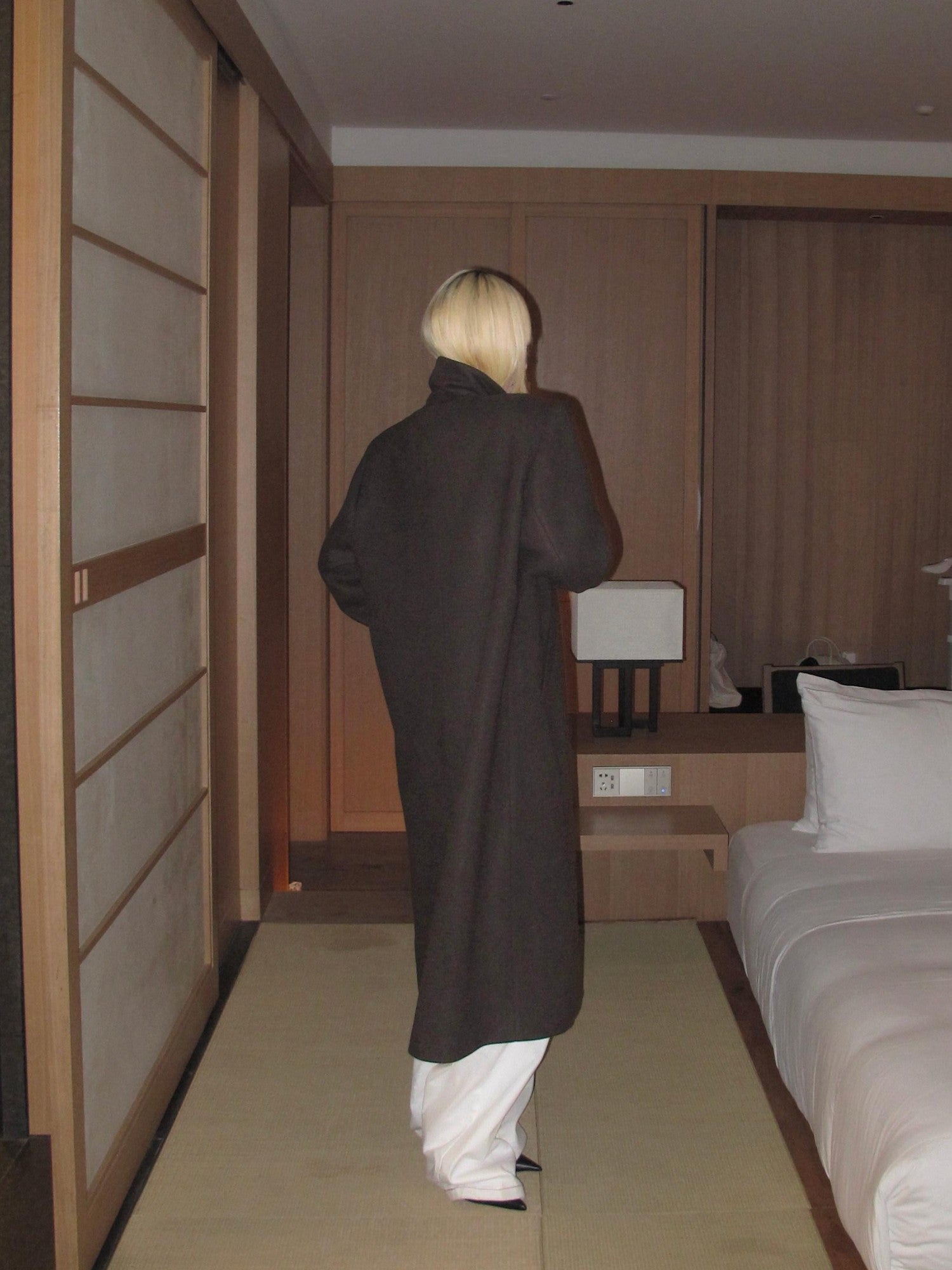 Rase le sol Coffee Brown Notched Lapel Oversized Women's Wool Long Coats