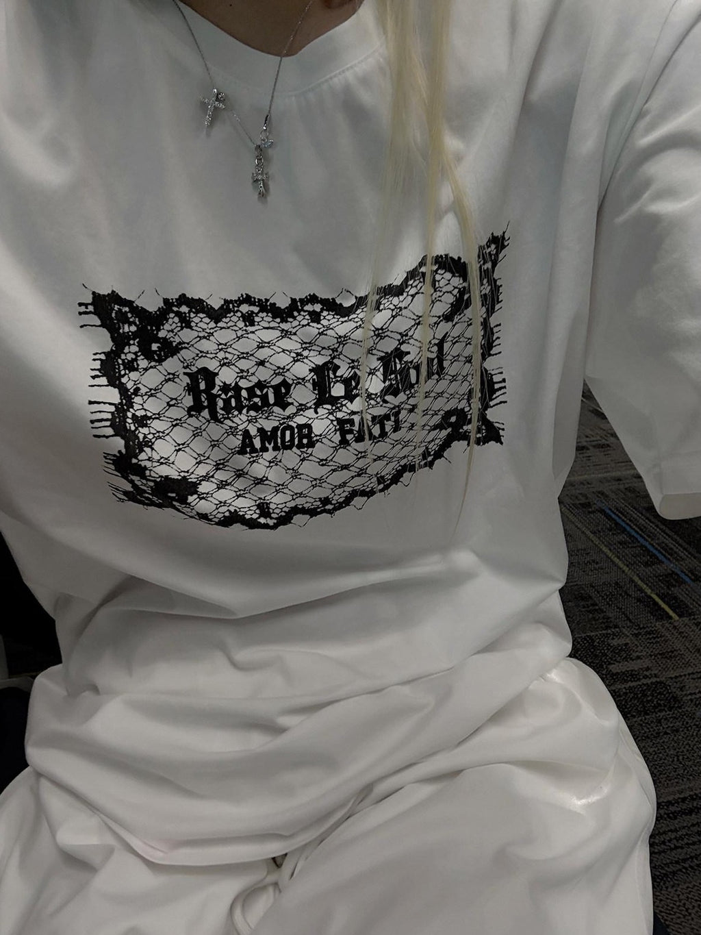 Rase le sol Collar Label Short Sleeve Relaxed Fit Design Women's Oversized T-shirts