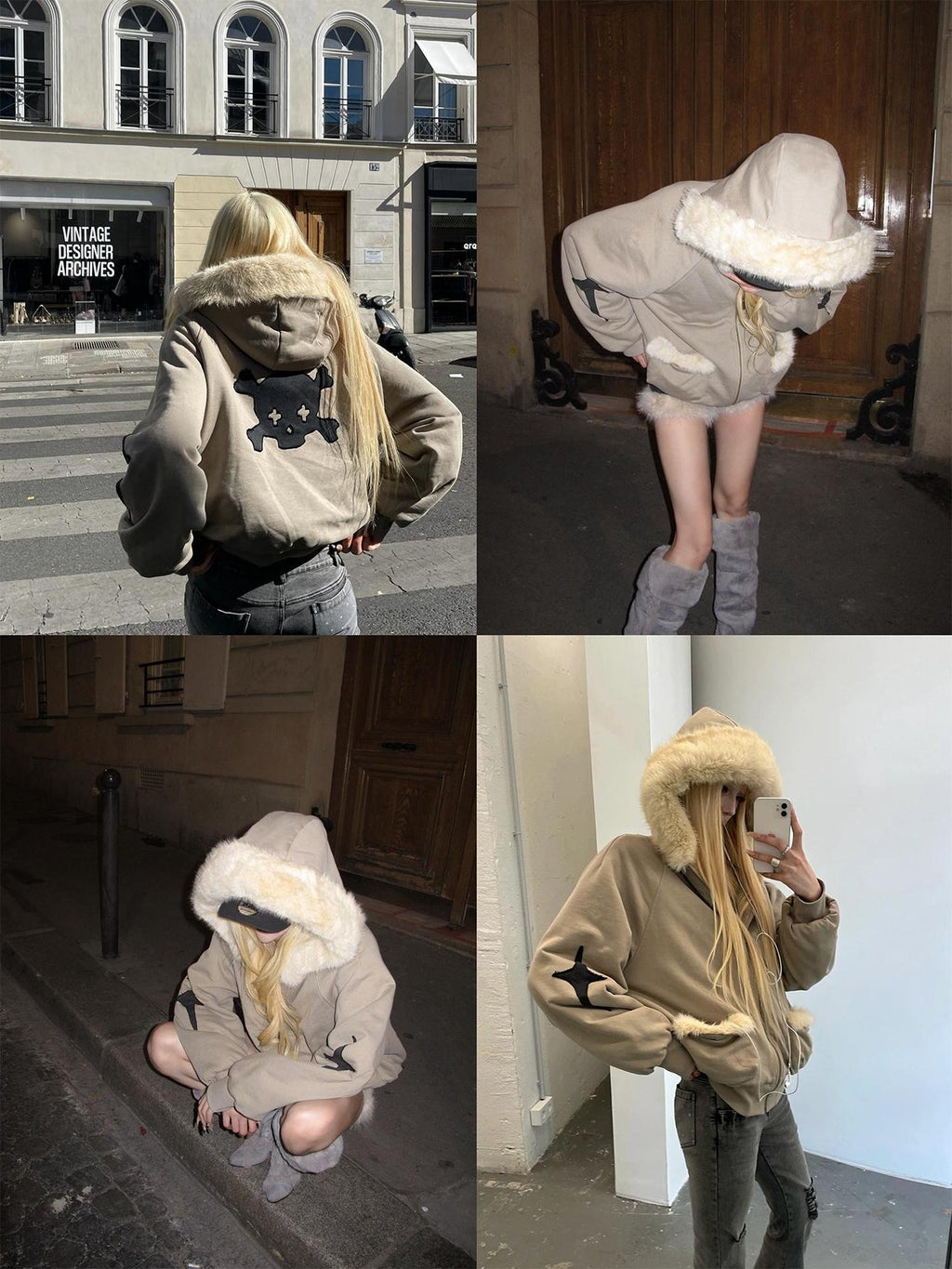 Rase le sol Color Block Embroidered Loose Fit Women's Cotton Puffer Jackets