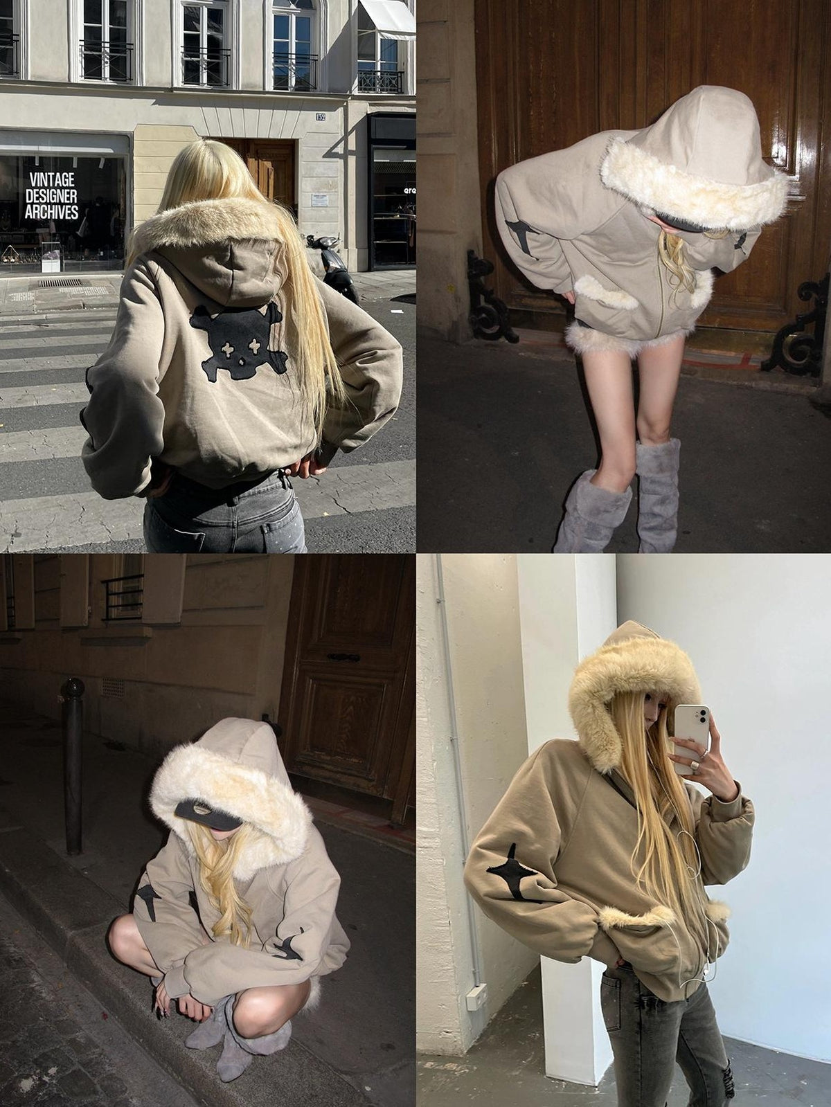 Rase le sol Color Block Embroidered Loose Fit Women's Cotton Puffer Jackets