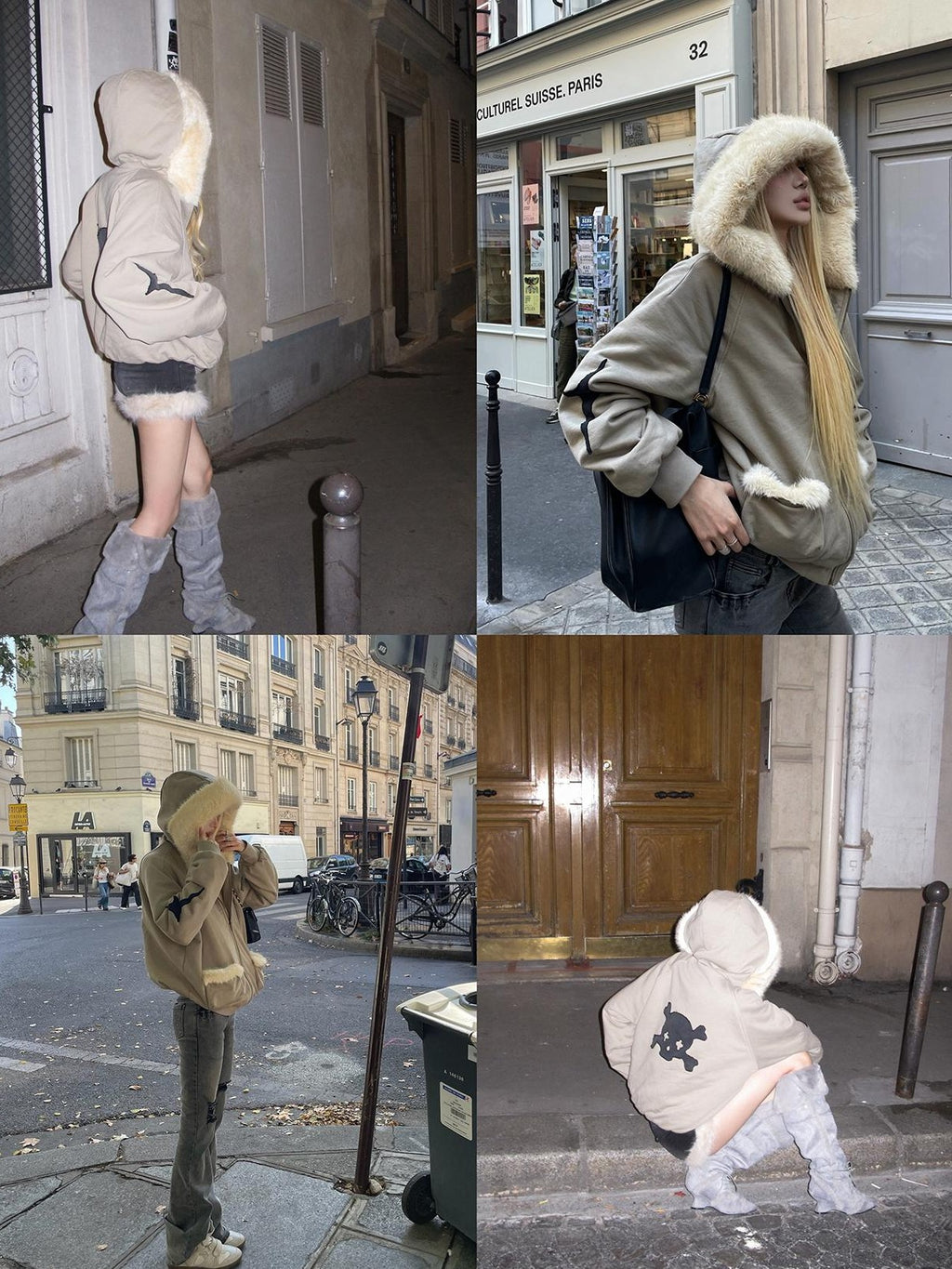 Rase le sol Color Block Embroidered Loose Fit Women's Cotton Puffer Jackets