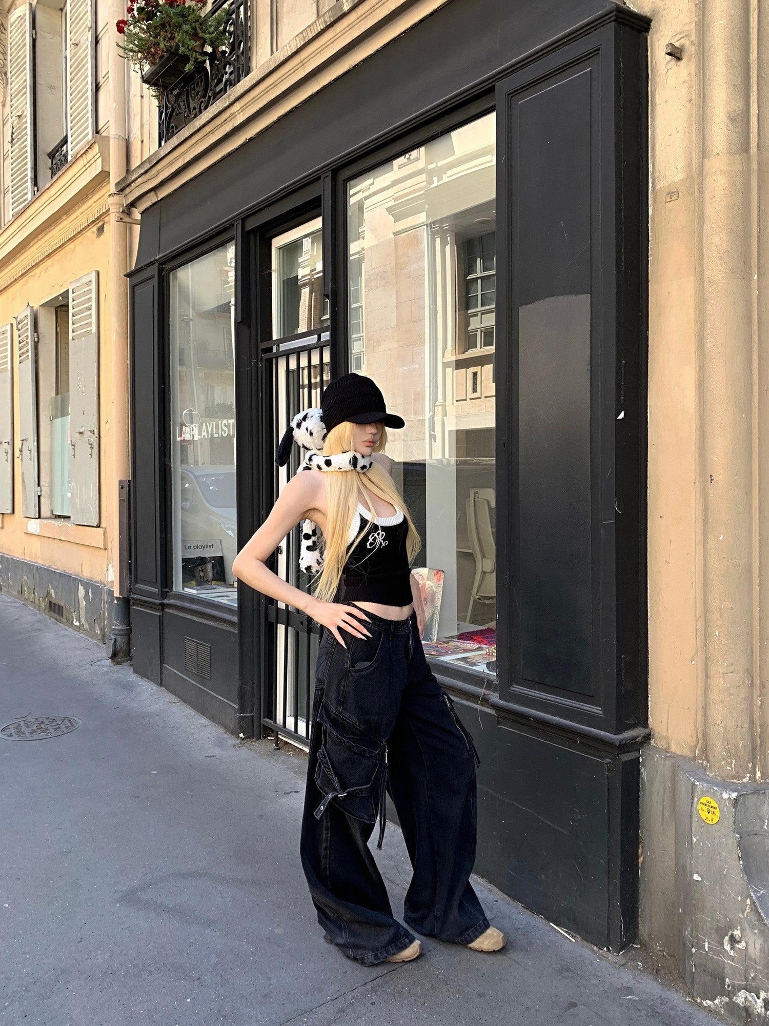 Rase le sol Colorblock Knitted Backless Halter Neck Vest Women's Knit Halter Tops