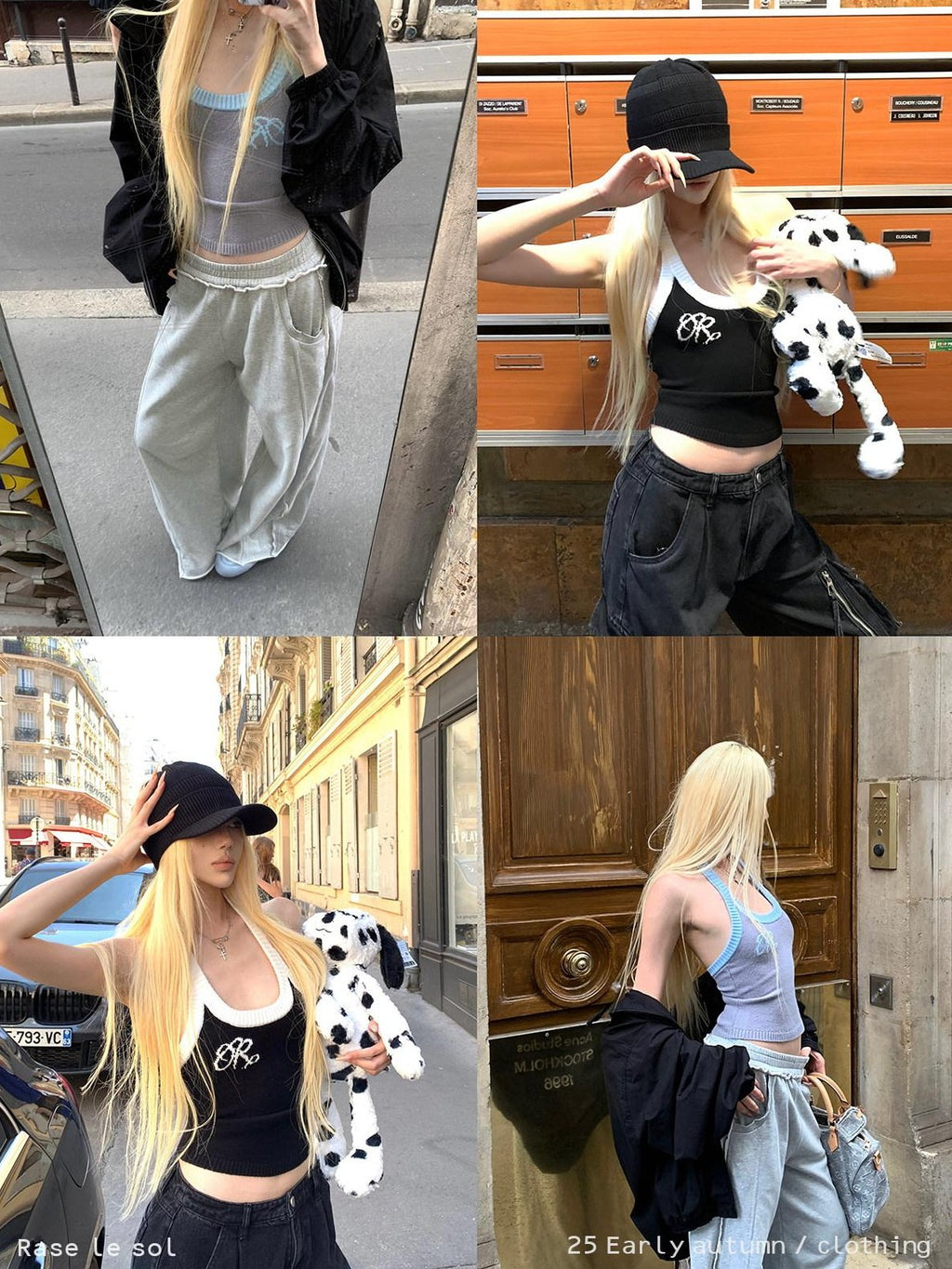 Rase le sol Colorblock Knitted Backless Halter Neck Vest Women's Knit Halter Tops