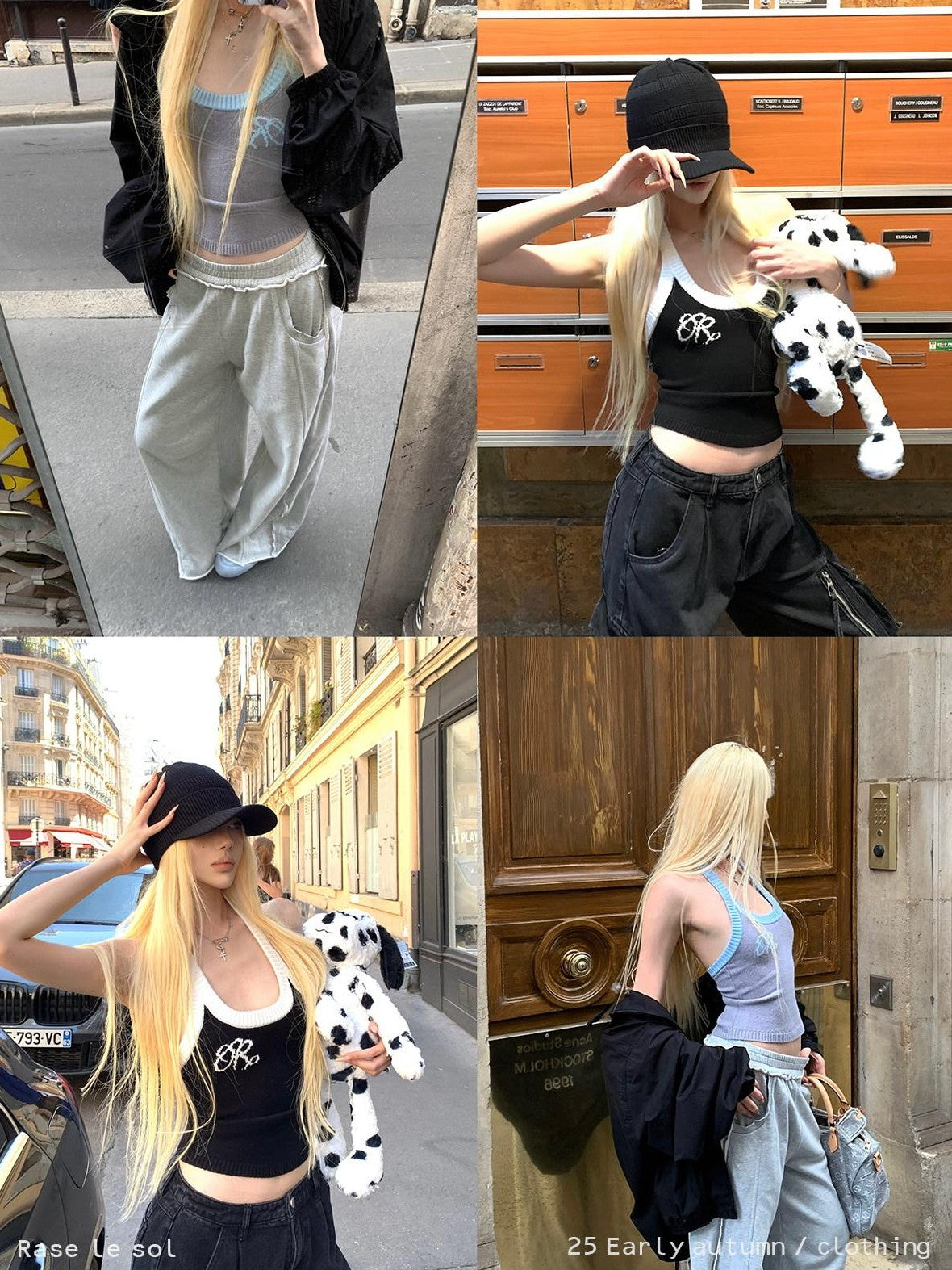 Rase le sol Colorblock Knitted Backless Halter Neck Vest Women's Knit Halter Tops