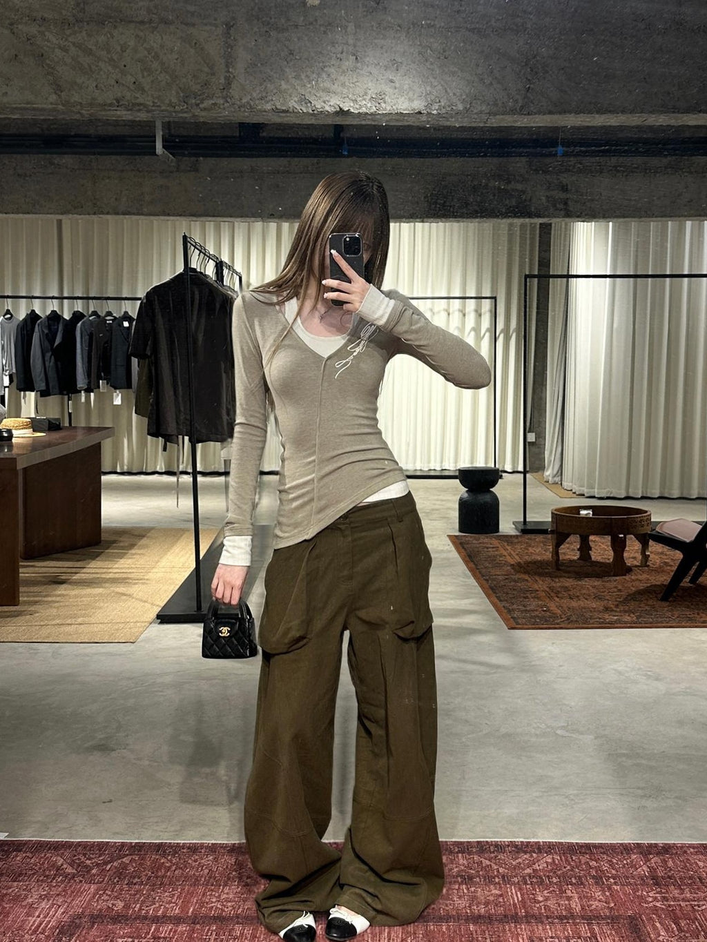 Rase le sol Colorblock Patchwork Print Women's Viscose Long Sleeve T-shirts