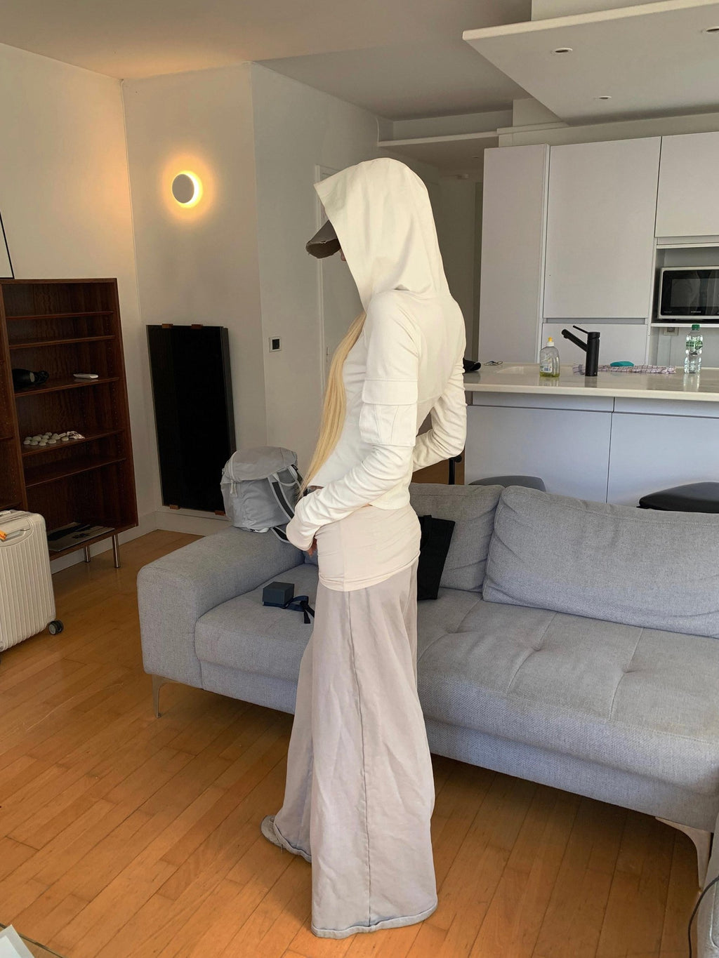 Rase le sol Colorblock Patchwork Tactical Waist Relaxed Casual Women's Wide-leg Pants