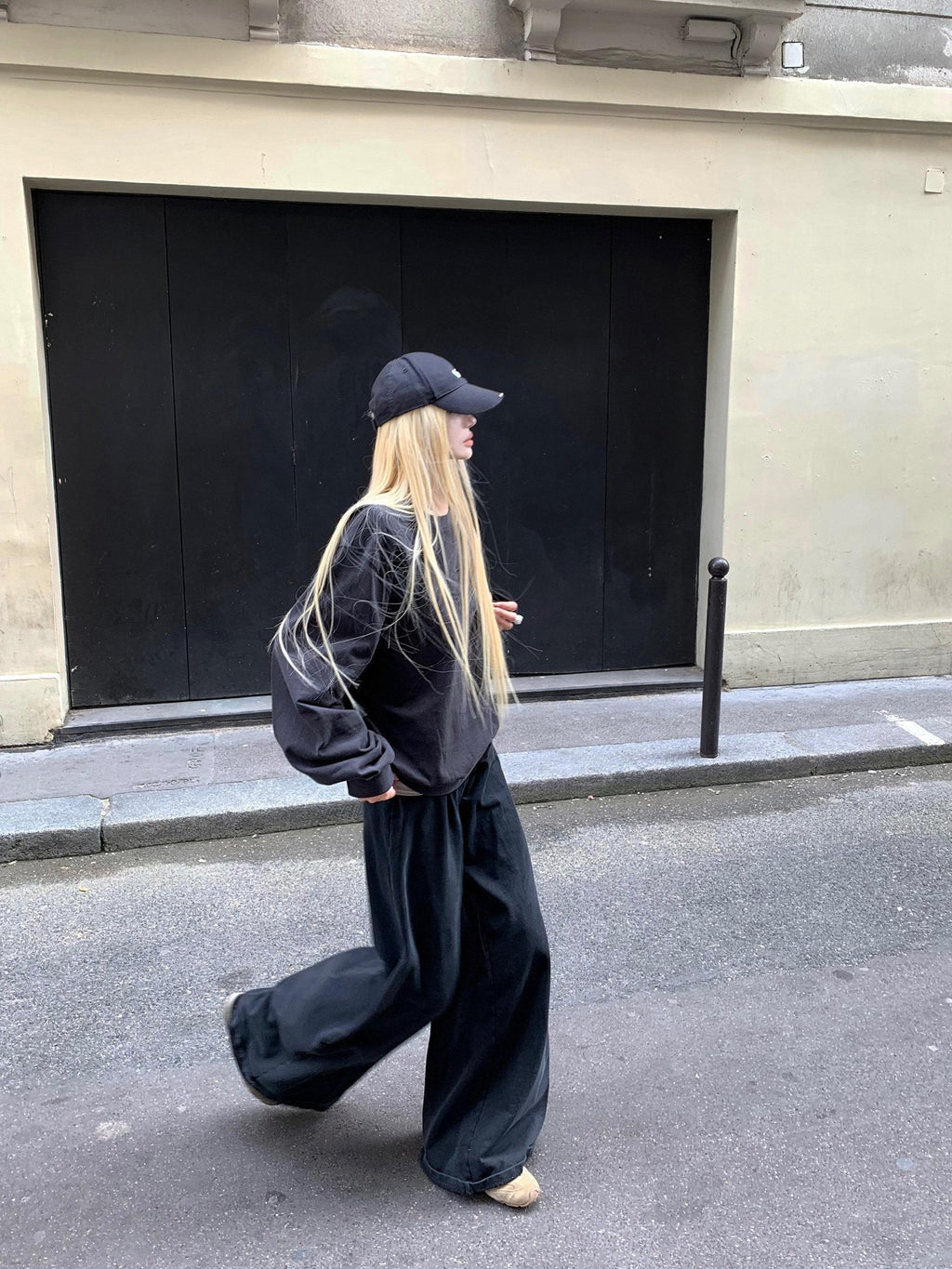 Rase le sol Colorblock Patchwork Tactical Waist Relaxed Casual Women's Wide-leg Pants
