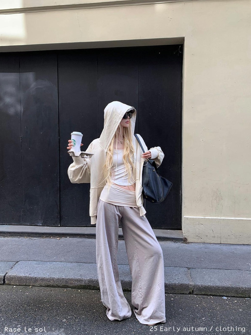 Rase le sol Colorblock Patchwork Tactical Waist Relaxed Casual Women's Wide-leg Pants