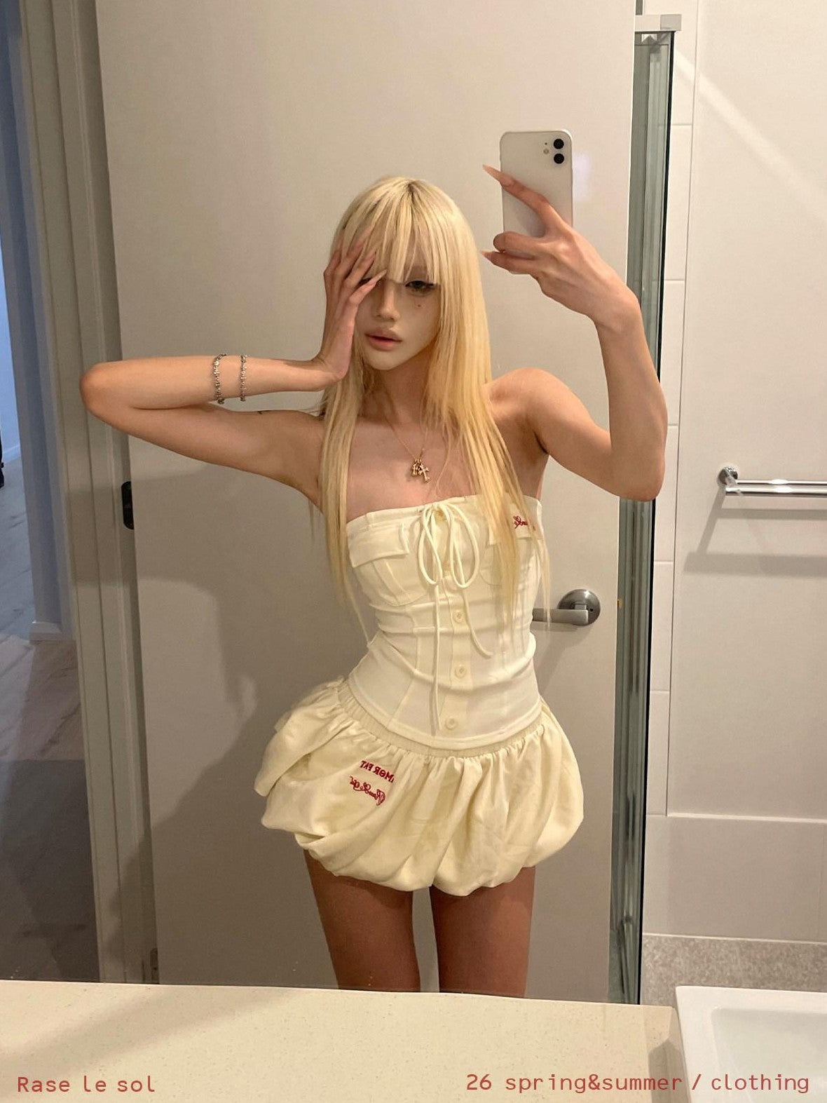 Rase le sol Confession Balloon Sweet Tie Bandeau Tulip Hem Women's Matching Skirt Sets