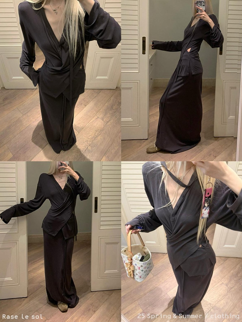 Rase le sol Cool Relaxed Fit Asymmetrical Long Sleeve Women's Matching Skirt Sets