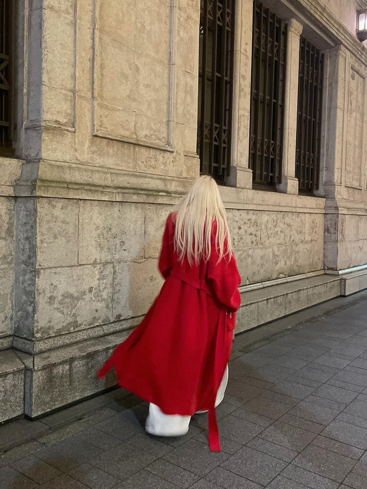 Rase le sol Crimson Long Slouchy Open Front Knit Sweater Coat Women's Cardigans
