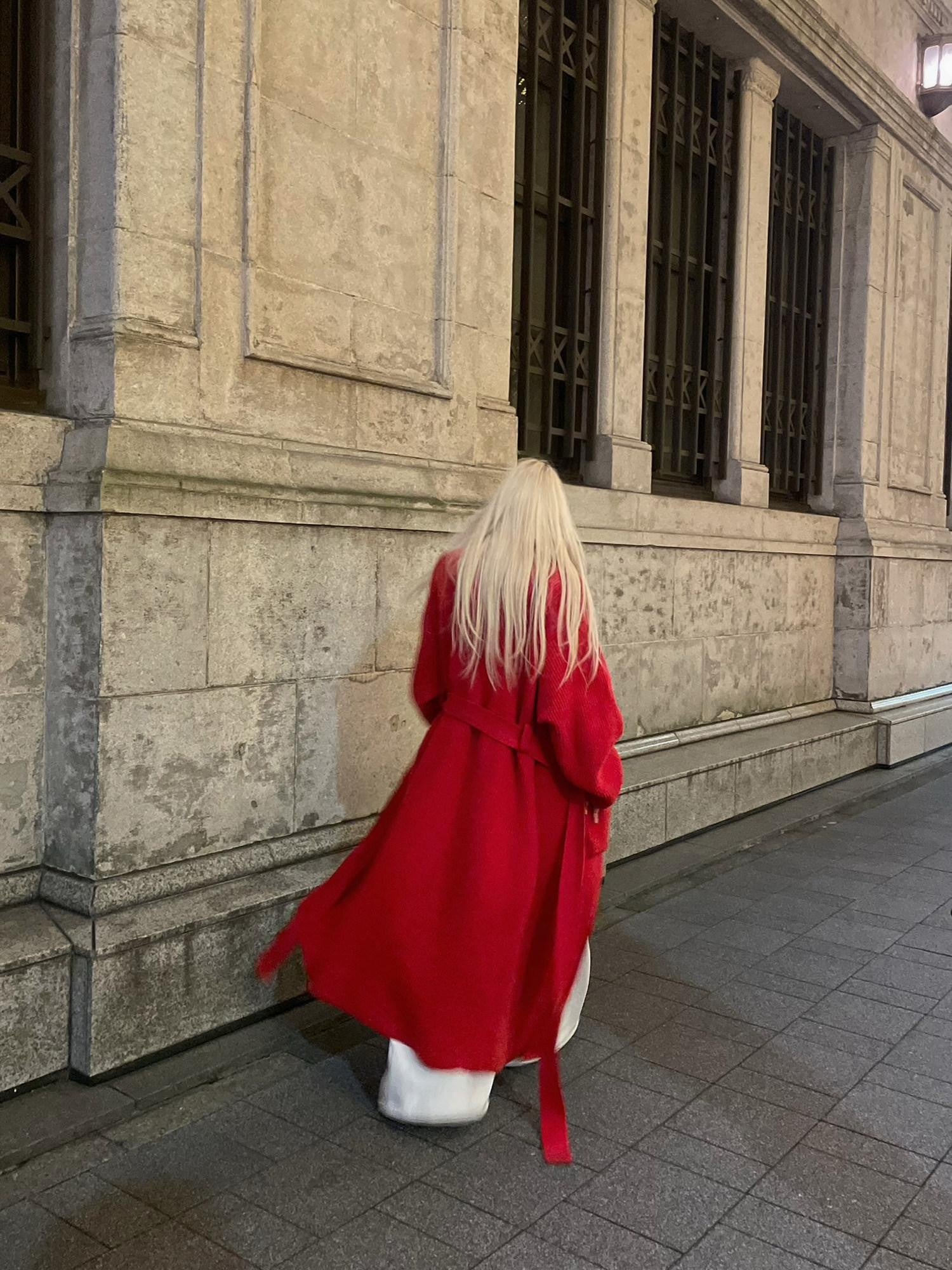 Rase le sol Crimson Long Slouchy Open Front Knit Sweater Coat Women's Cardigans