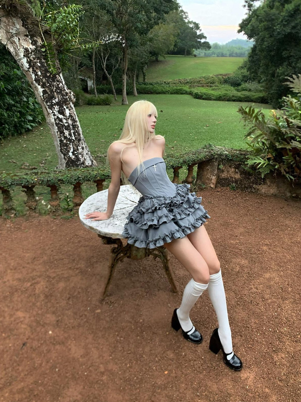Rase le sol Crisscross Boned Strapless Tiered Puffed Princess Women's Tube Mini Dresses