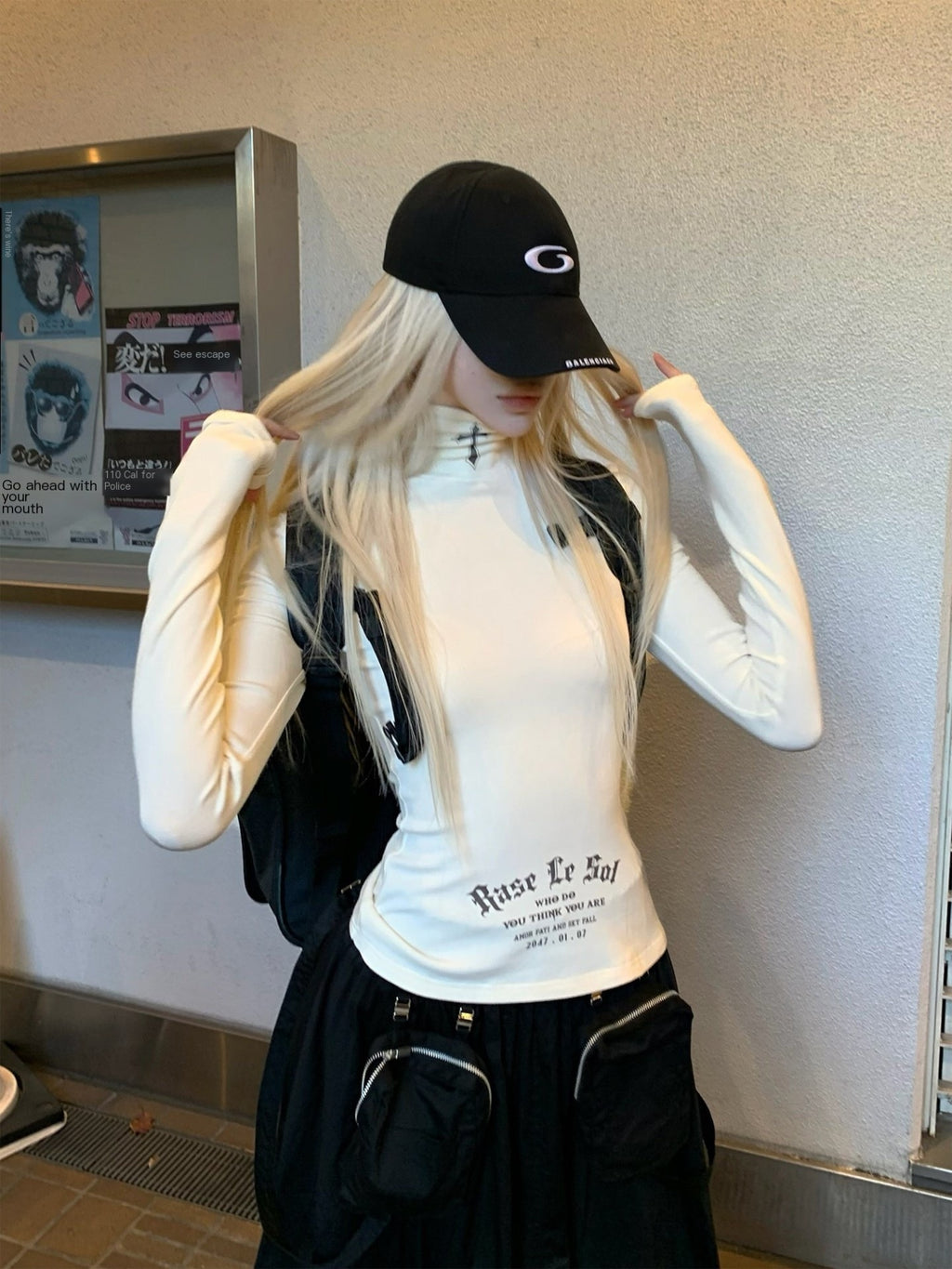 Rase_le_sol_Cross_Faith_Print_Mock_Neck_Slim_Fit_Women's_Long_Sleeve_T-shirts_856623091966_MISSTT