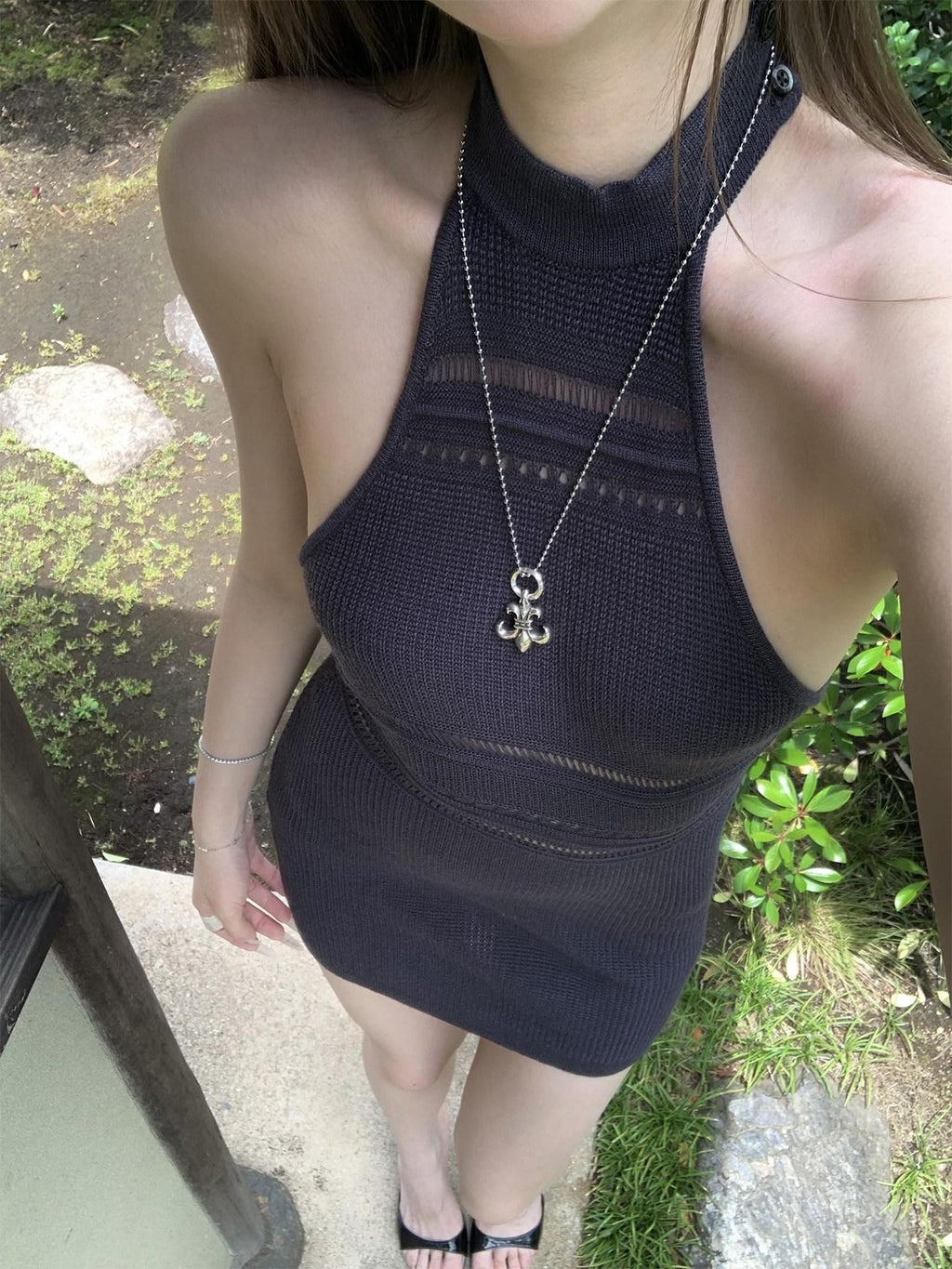 Rase le sol Cutout Halter Backless Hip Hugging Women's Bodycon Mini Dresses