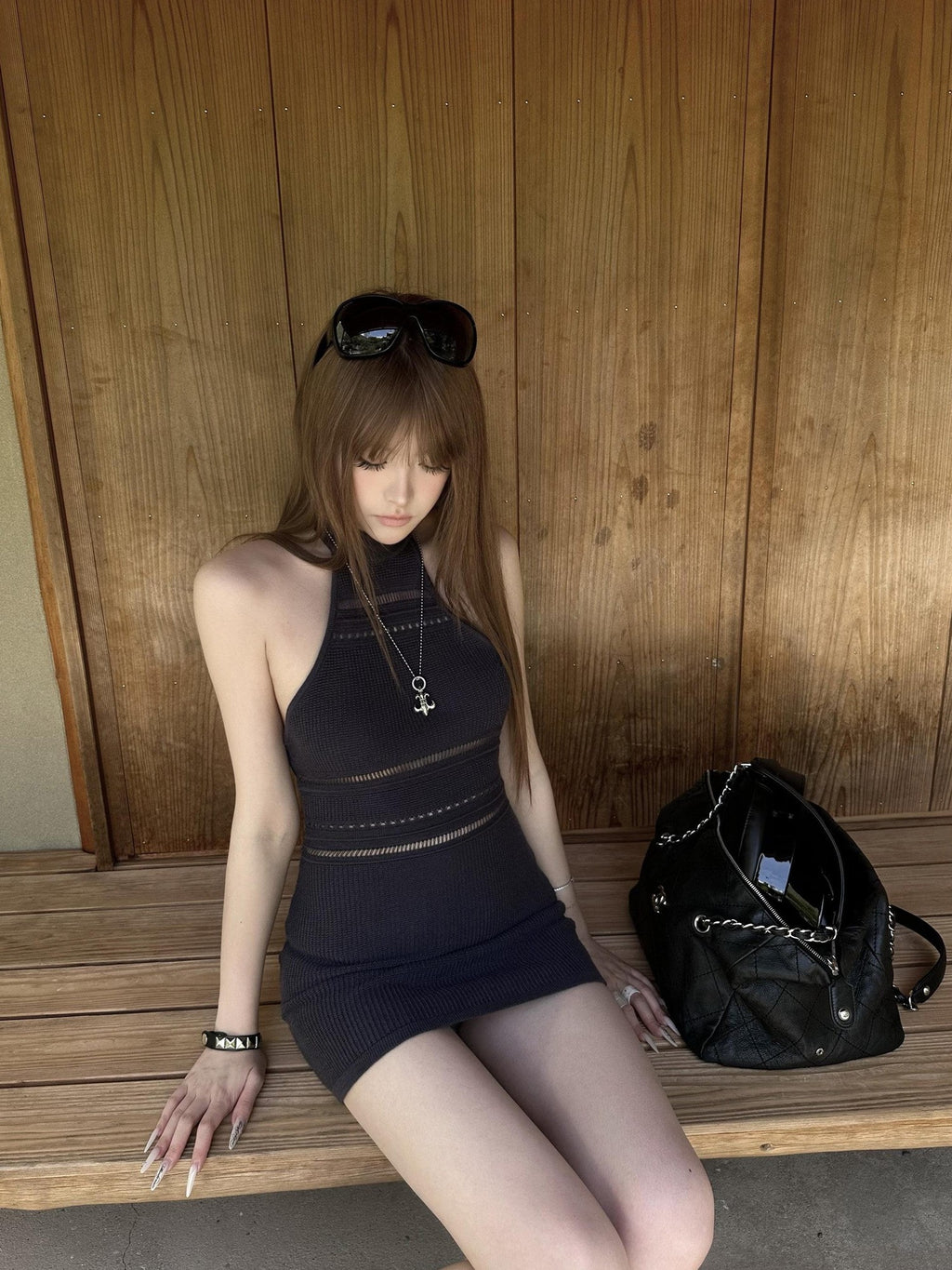 Rase le sol Cutout Halter Backless Hip Hugging Women's Bodycon Mini Dresses