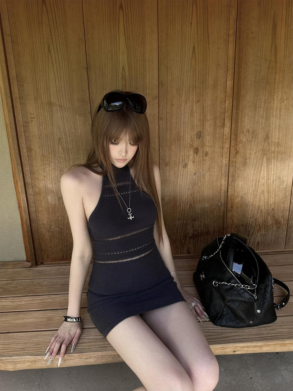 Rase le sol Cutout Halter Backless Hip Hugging Women's Bodycon Mini Dresses