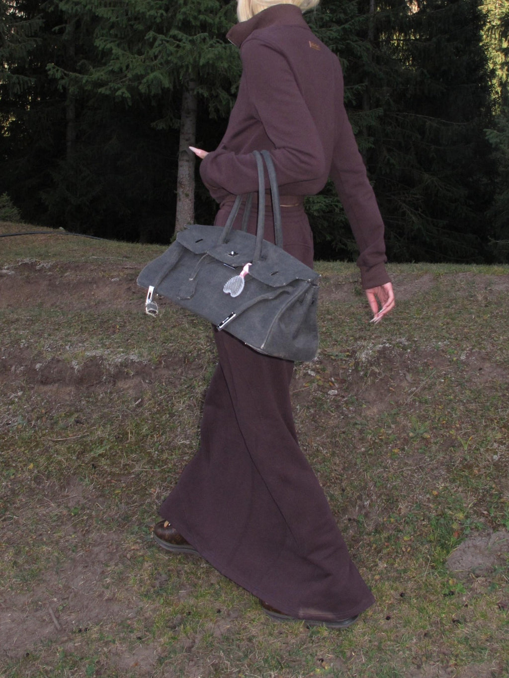 Rase le sol Dark Purple Zip Up Sweatshirt Jacket Women's Midi Skirt Matching Skirt Sets