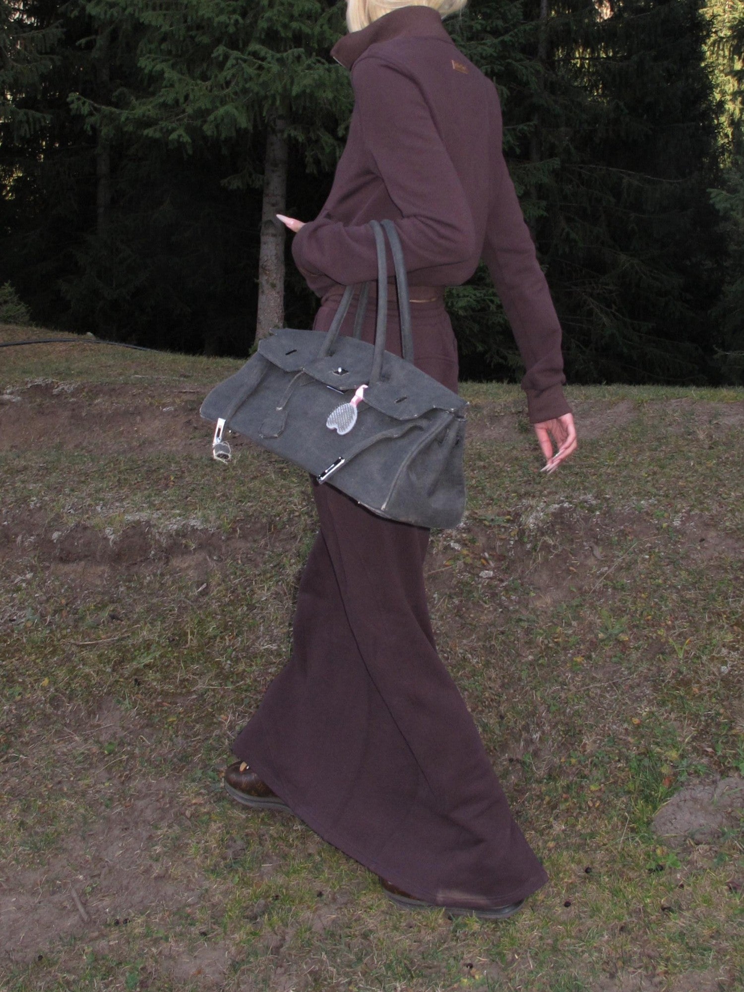 Rase le sol Dark Purple Zip Up Sweatshirt Jacket Women's Midi Skirt Matching Skirt Sets