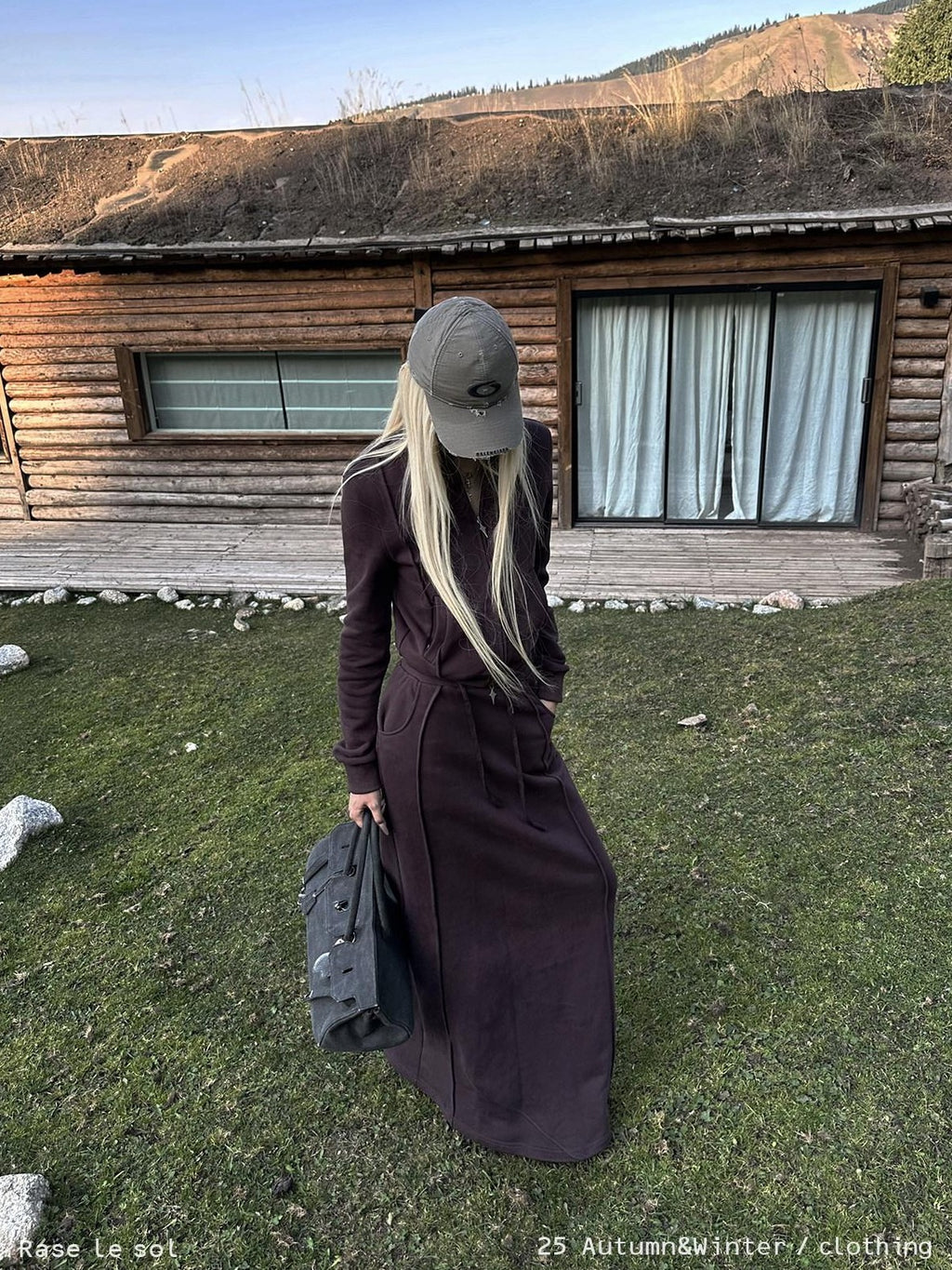 Rase le sol Dark Purple Zip Up Sweatshirt Jacket Women's Midi Skirt Matching Skirt Sets