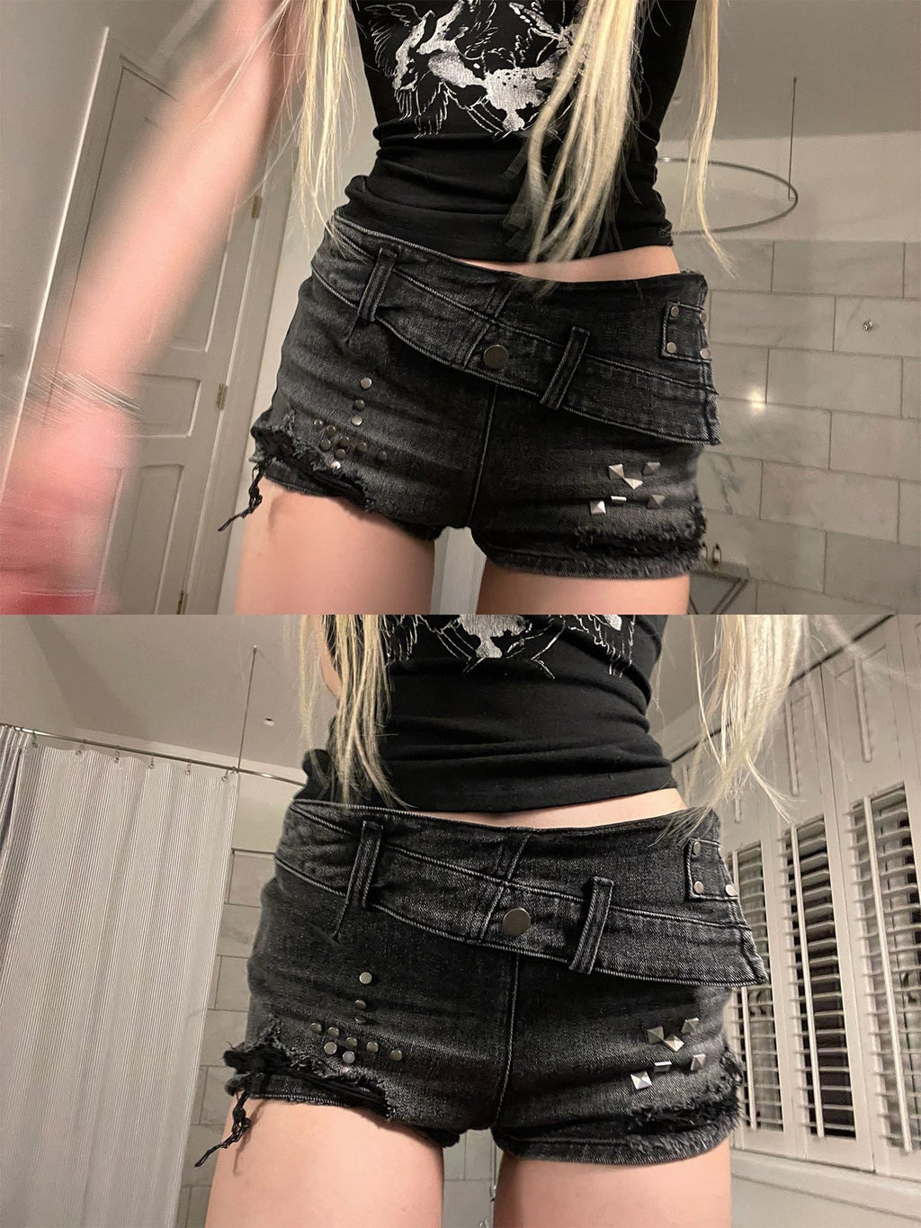 Rase_le_sol_Dark_Wash_Studded_Vintage_Low_Waist_Cuffed_Women's_Denim_Shorts_1013677362034_MISSTT