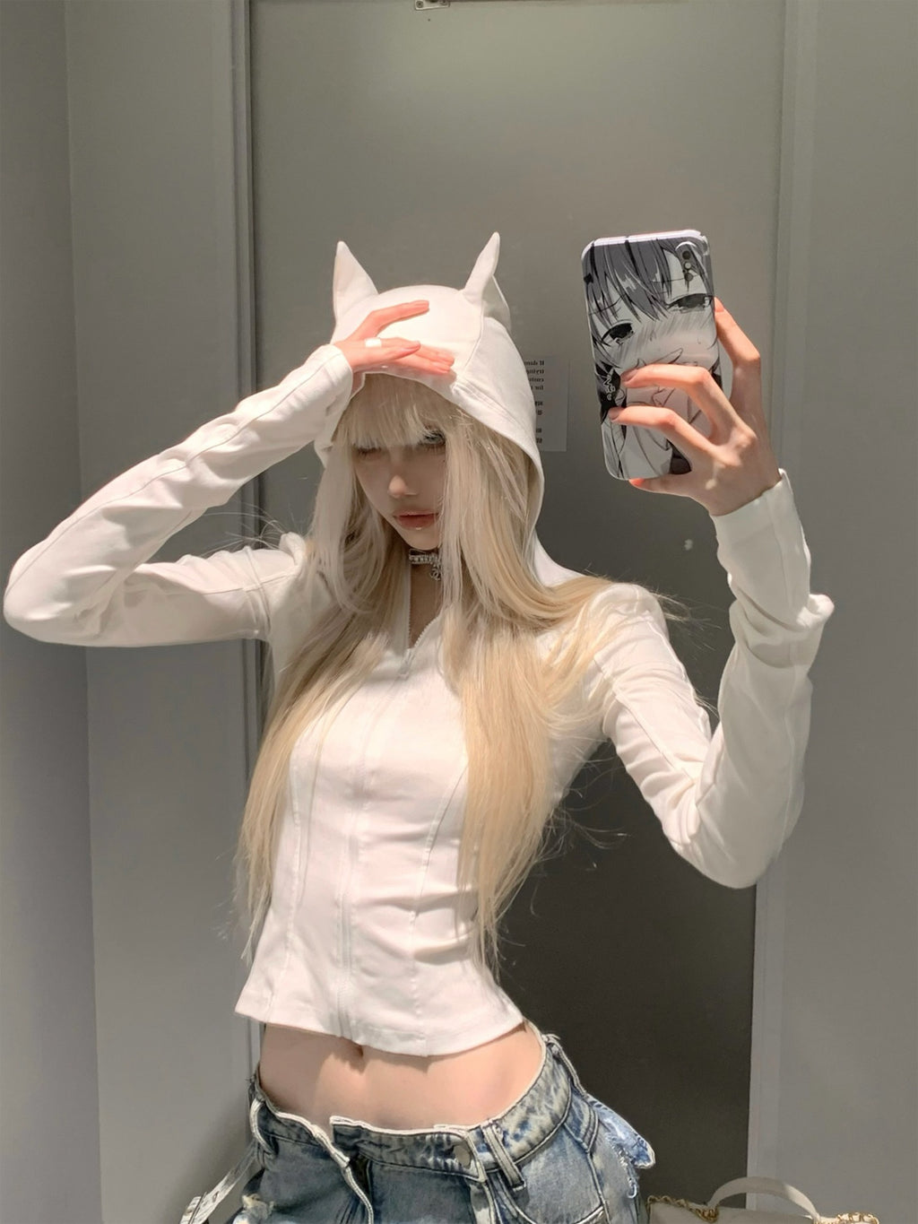 Rase_le_sol_Devil_Horn_Hood_Cropped_Slim_Waist_Long_Sleeve_Women's_Zip-up_Hoodies_855638979857_MISSTT