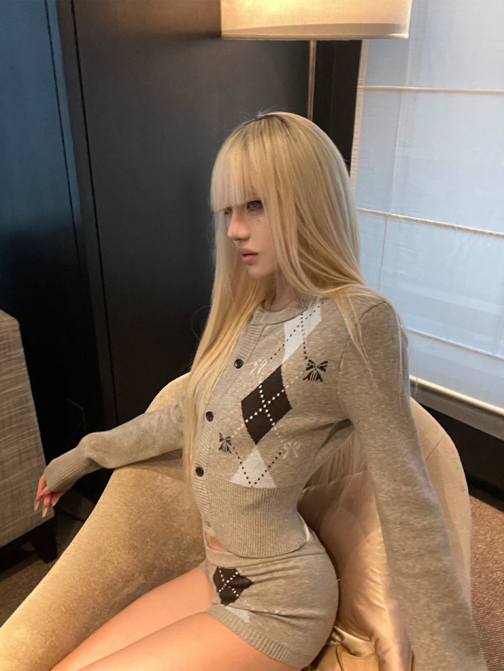 Rase_le_sol_Diamond_Cropped_Cardigan_Women's_Knit_Casual_Top_&_Shorts_Sets_1005345296496_MISSTT