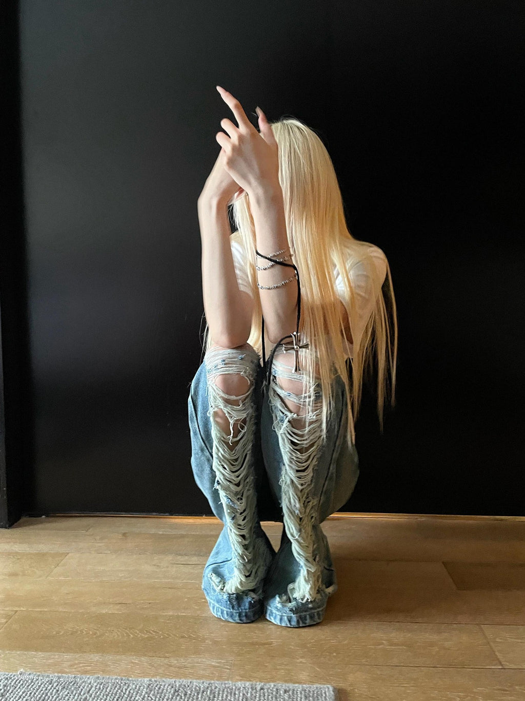 Rase le sol Distressed American Vintage Low Waist Micro Flare Women's Denim Bootcut Jeans