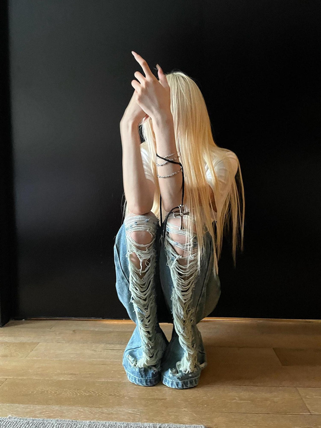 Rase le sol Distressed American Vintage Low Waist Micro Flare Women's Denim Bootcut Jeans