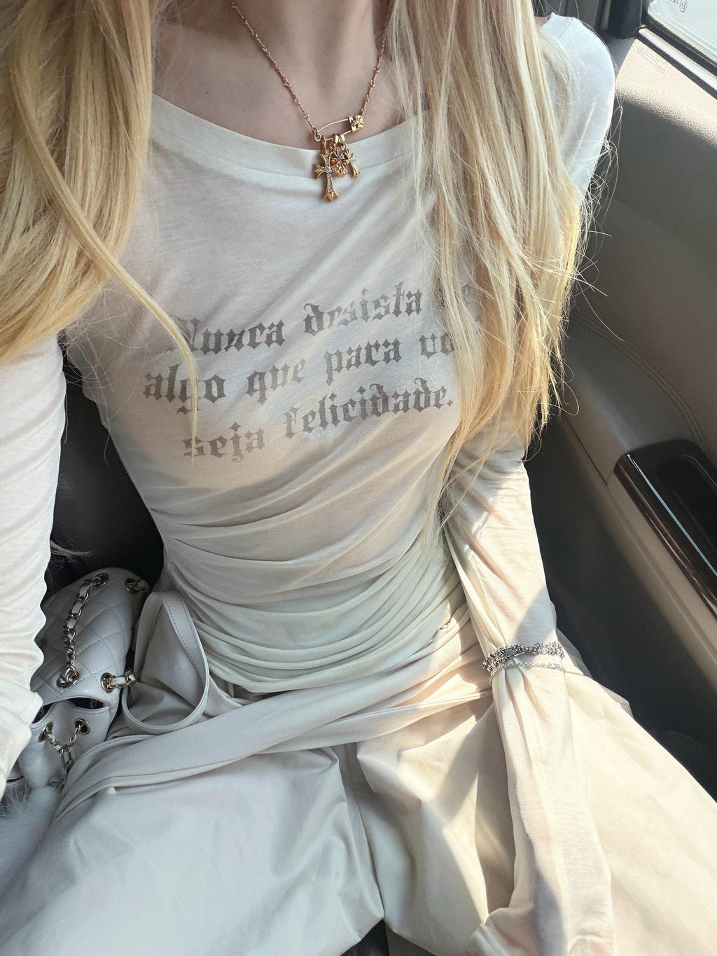 Rase le sol Distressed Letter Print Sun Protective Women's Lightweight Long Sleeve T-shirts
