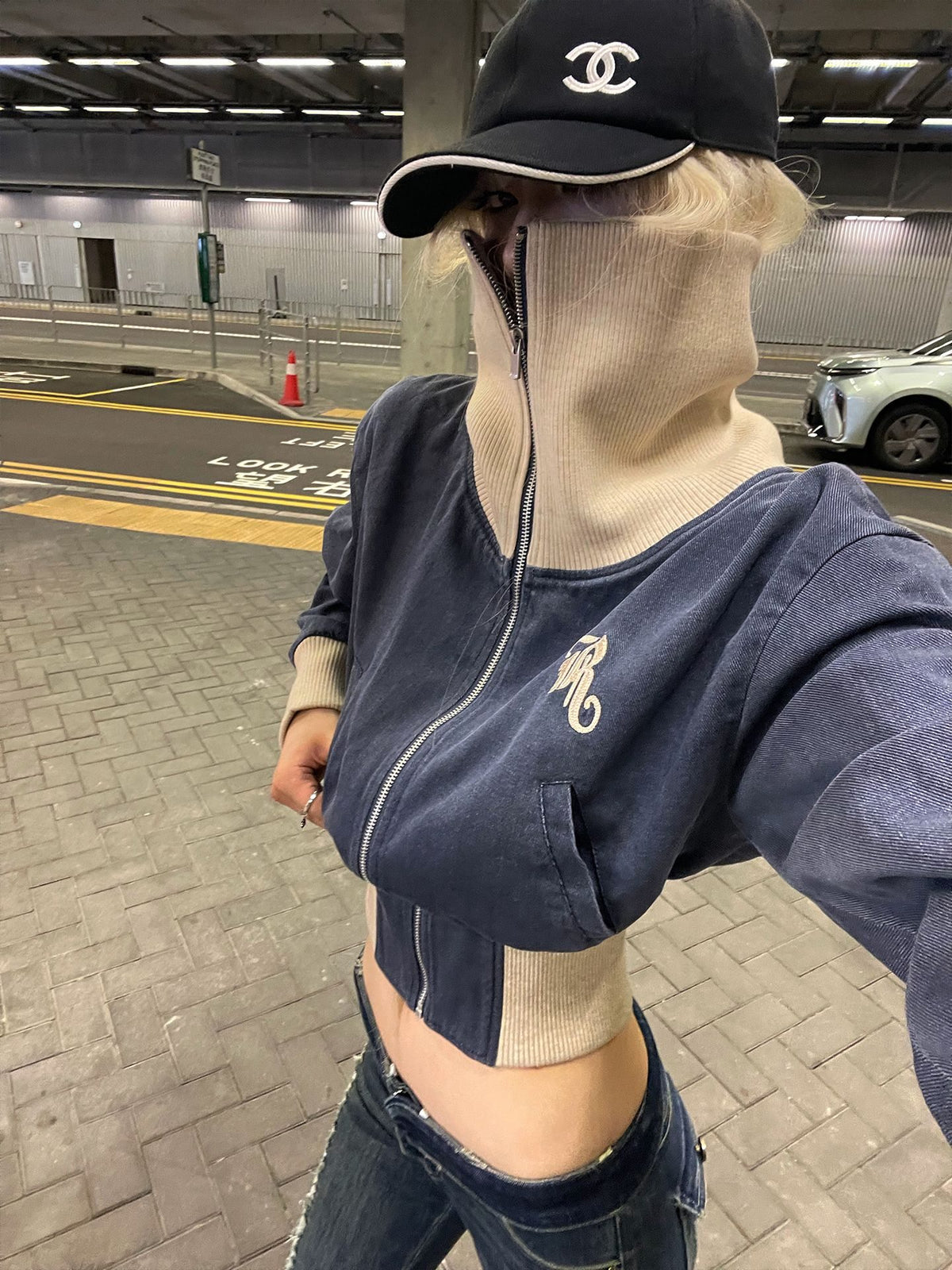 Rase_le_sol_Embroidered_Knit_Panel_Slim_Fit_Women's_Cotton_Cropped_Jackets_1073279363422_MISSTT
