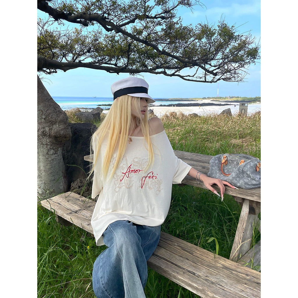 Rase_le_sol_Embroidered_Off_Shoulder_Loose_Short_Sleeve_Women's_Oversized_T-shirts_1052339054840_MISSTT