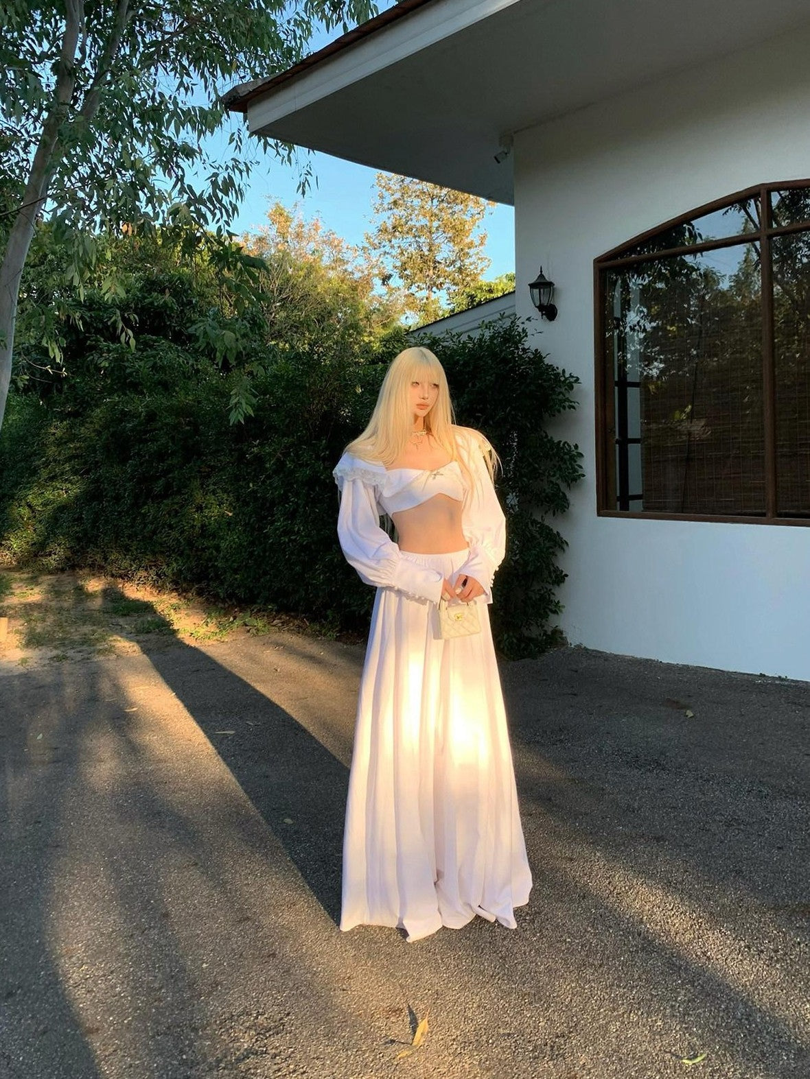 Rase le sol Ethereal Bow Bustier Long Sleeve Women's Matching Skirt Sets