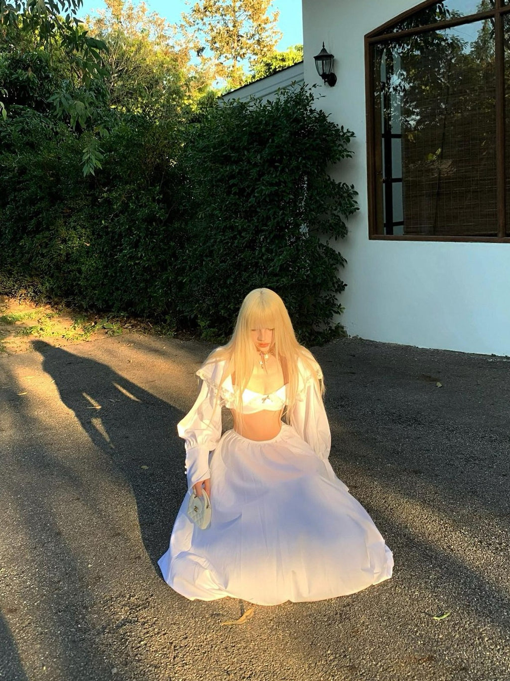 Rase le sol Ethereal Bow Bustier Long Sleeve Women's Matching Skirt Sets